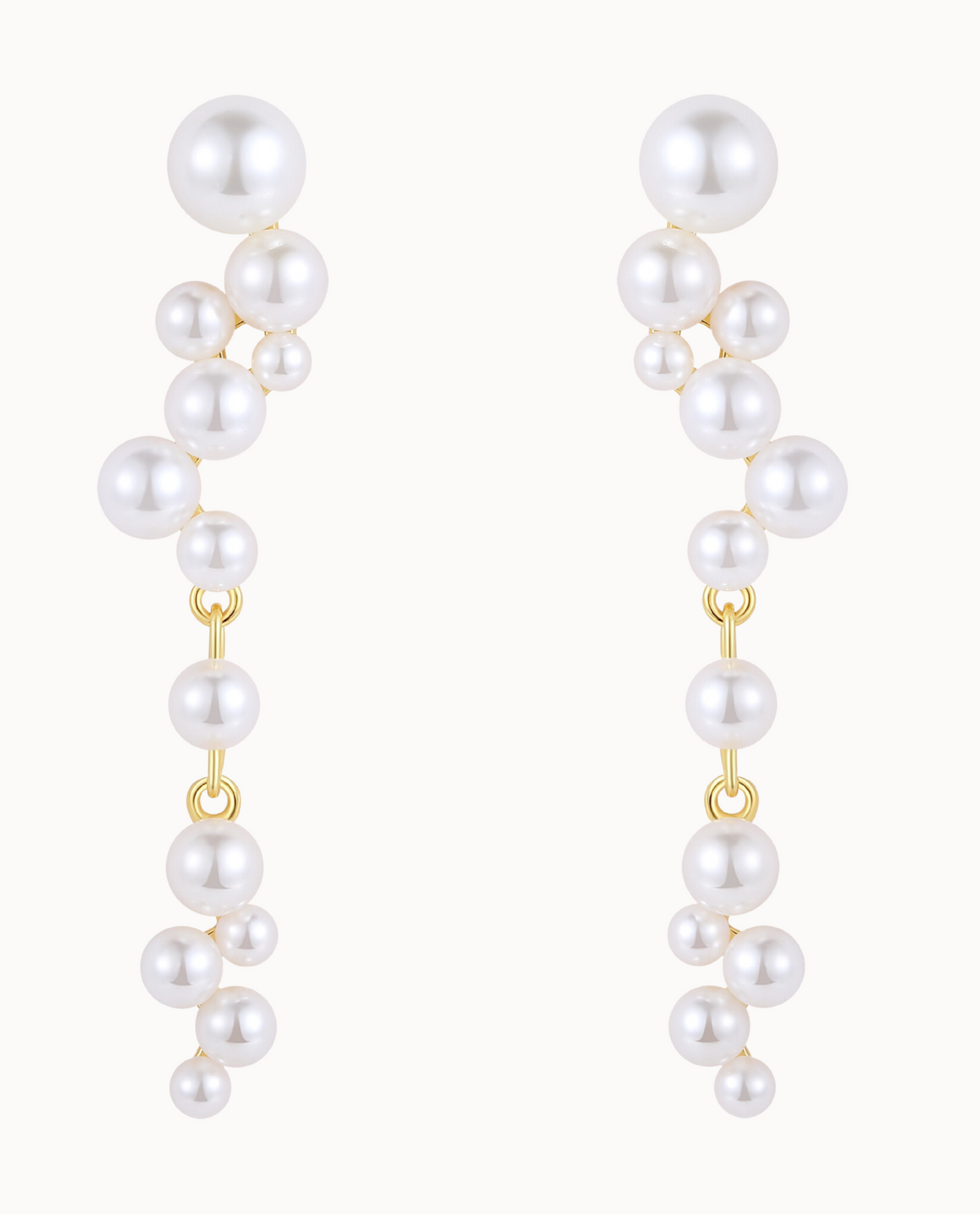 Amun Earrings in 18K gold-plated sterling silver with clusters of pearl pendants
