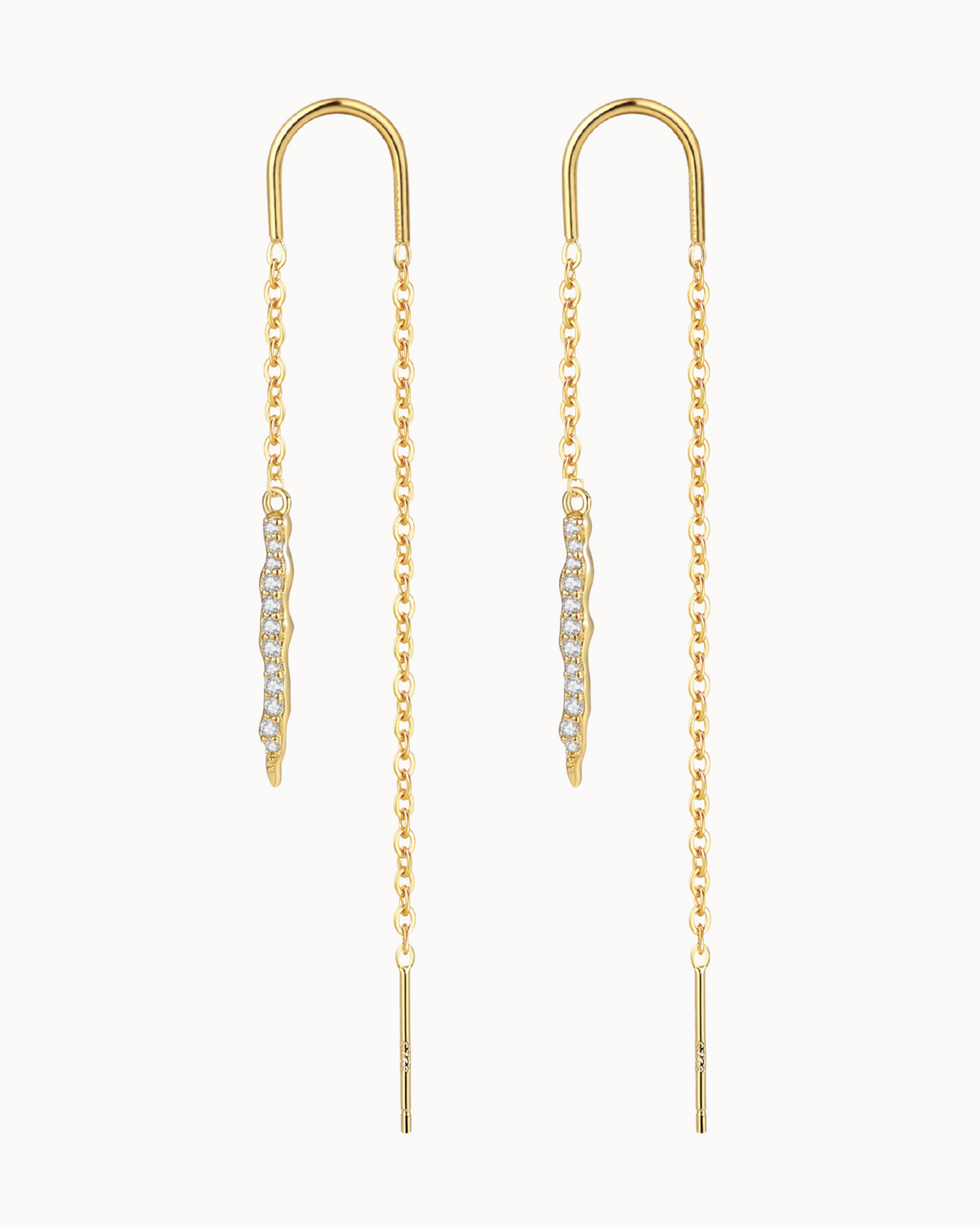 Anubis ear chains in 18K gold-plated sterling silver with slim chain and sparkling zirconia