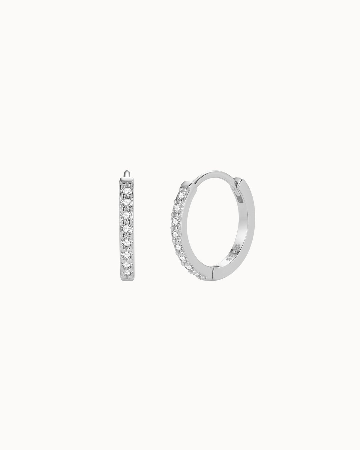Aquila Earrings S in 925 sterling silver – classic hoop with clear zirconia