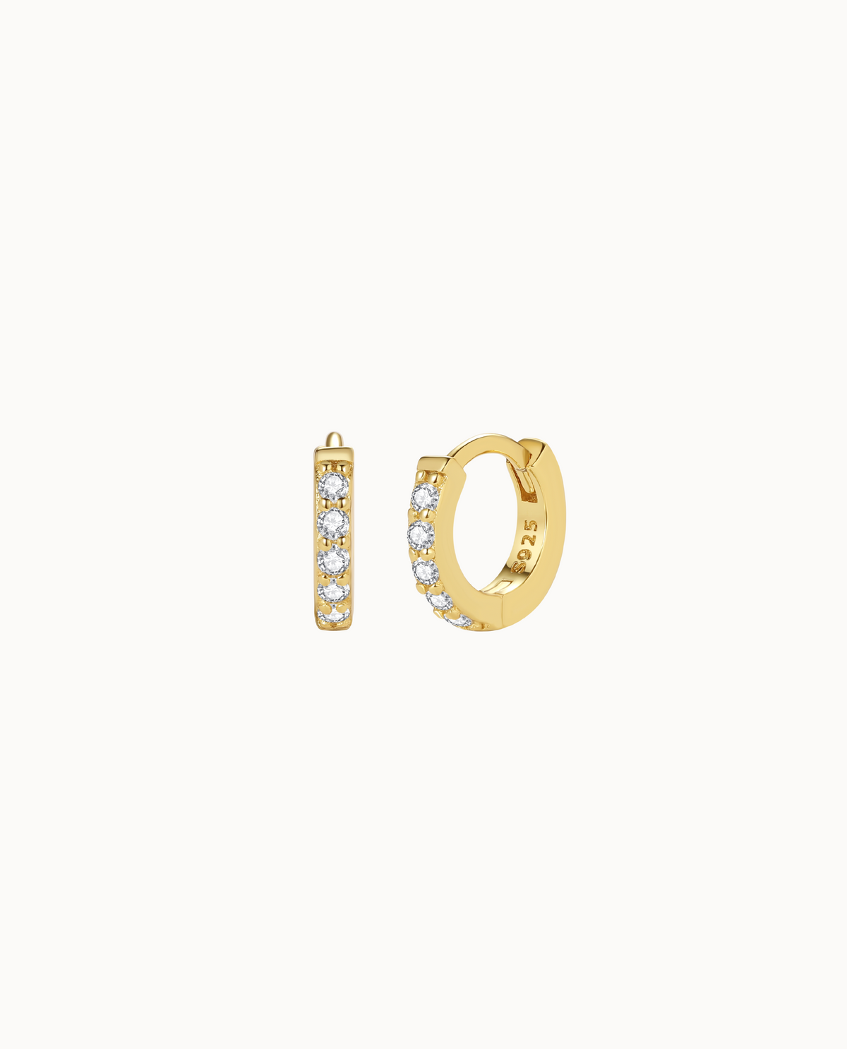 Aquila Earrings XS in 18K gold-plated sterling silver – mini hoop with clear zirconia