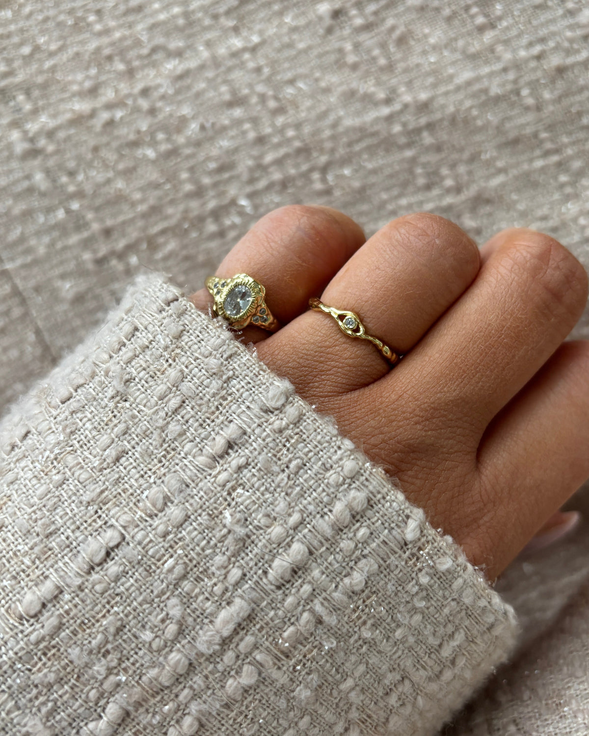Osiris Ring kombiniert mit Atum Ring aus vergoldetem Sterlingsilber