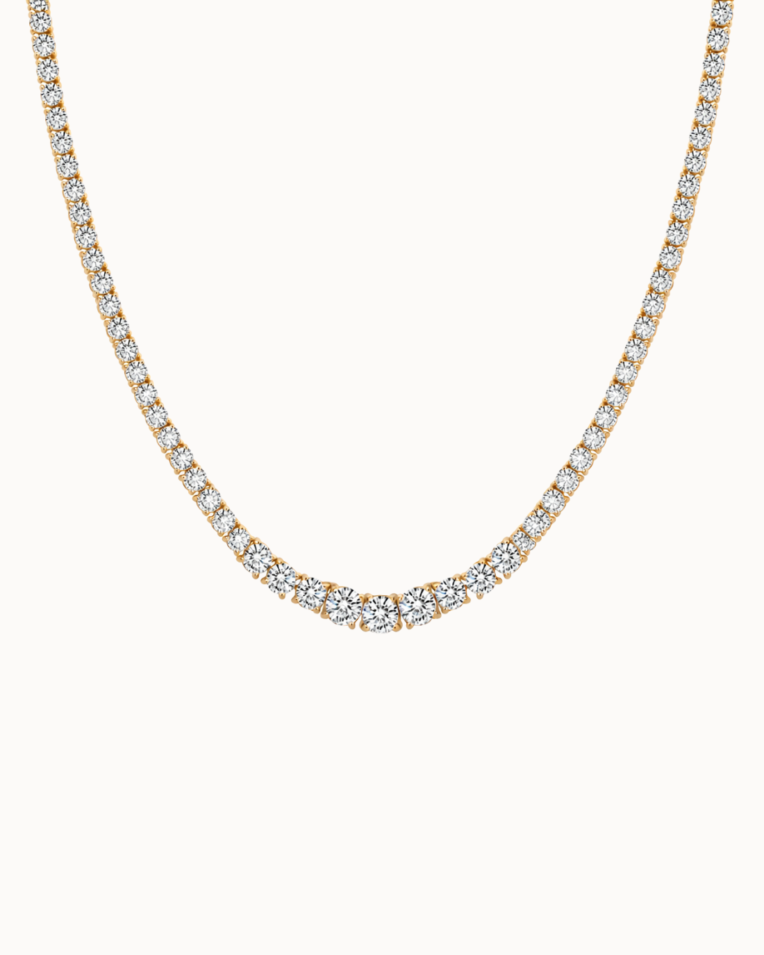 Aurelia tennis necklace in waterproof 18K gold-plated stainless steel with graduated zirconia