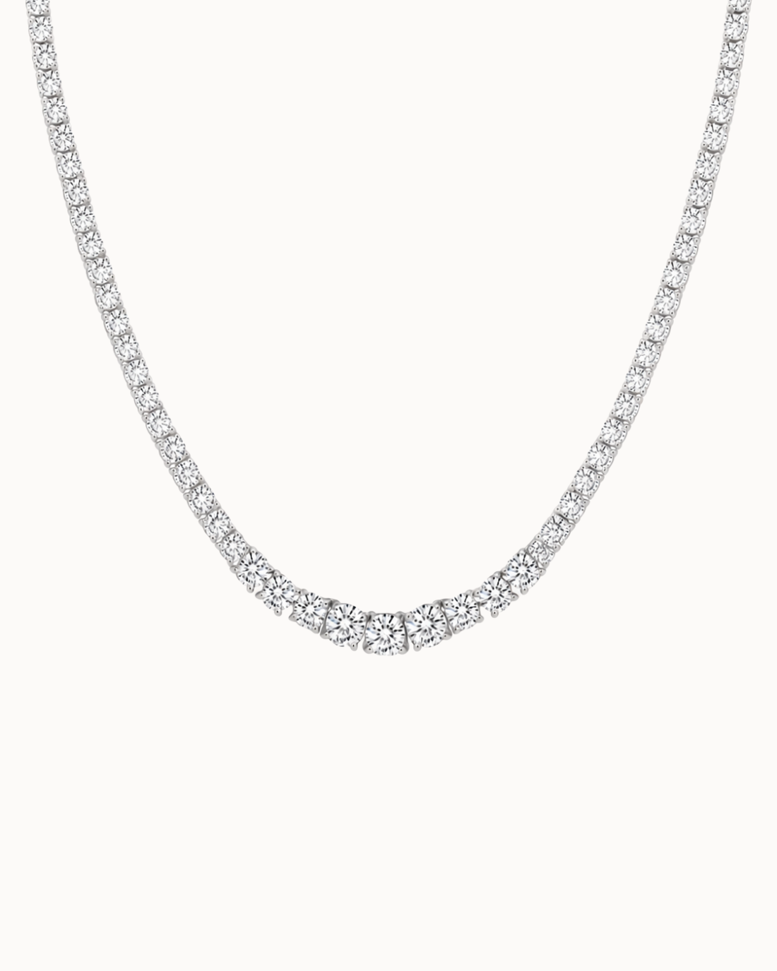 Aurelia tennis necklace in waterproof silver-plated stainless steel with clear zirconia