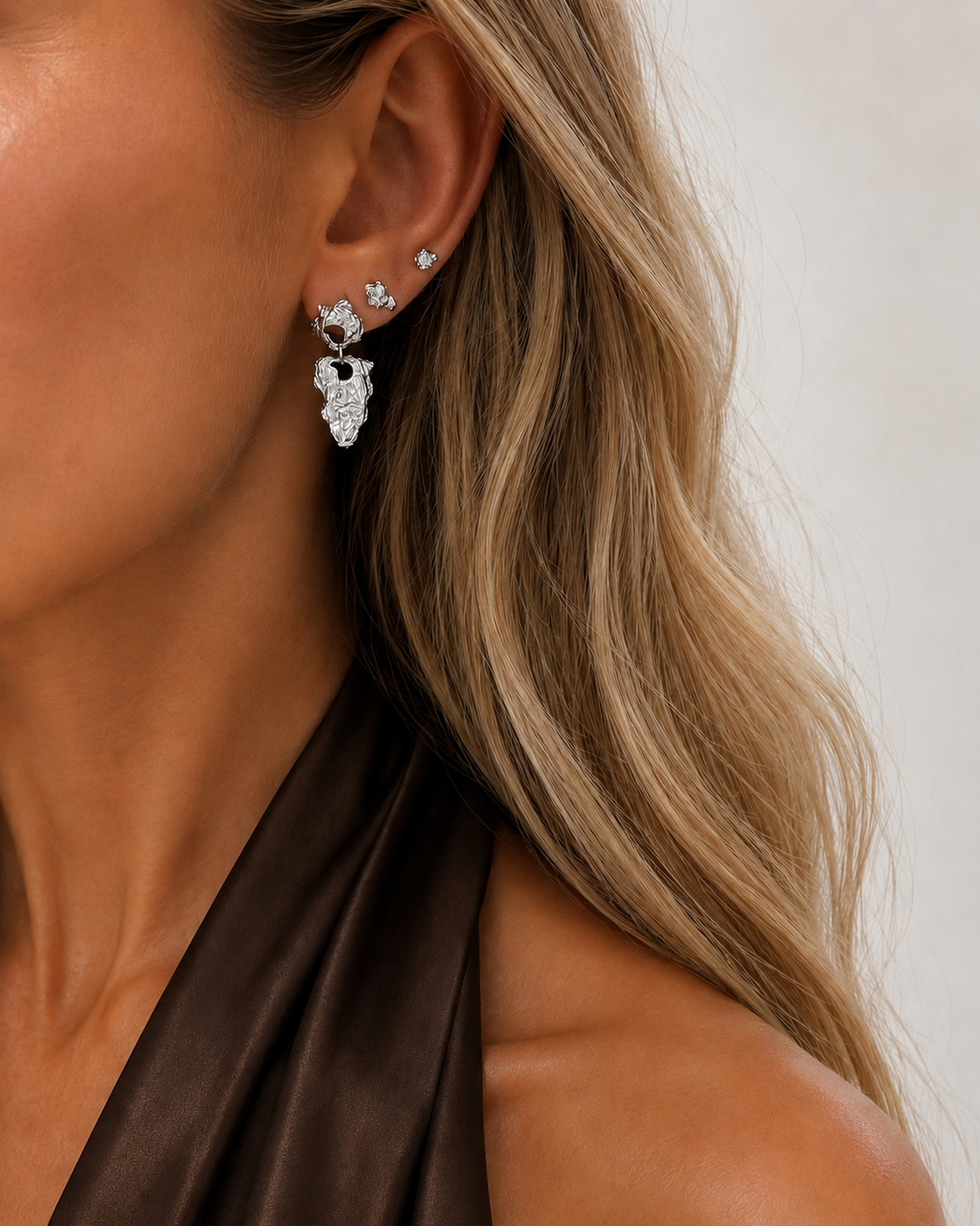 Azure Petite Studs and India earrings in 925 sterling silver combined