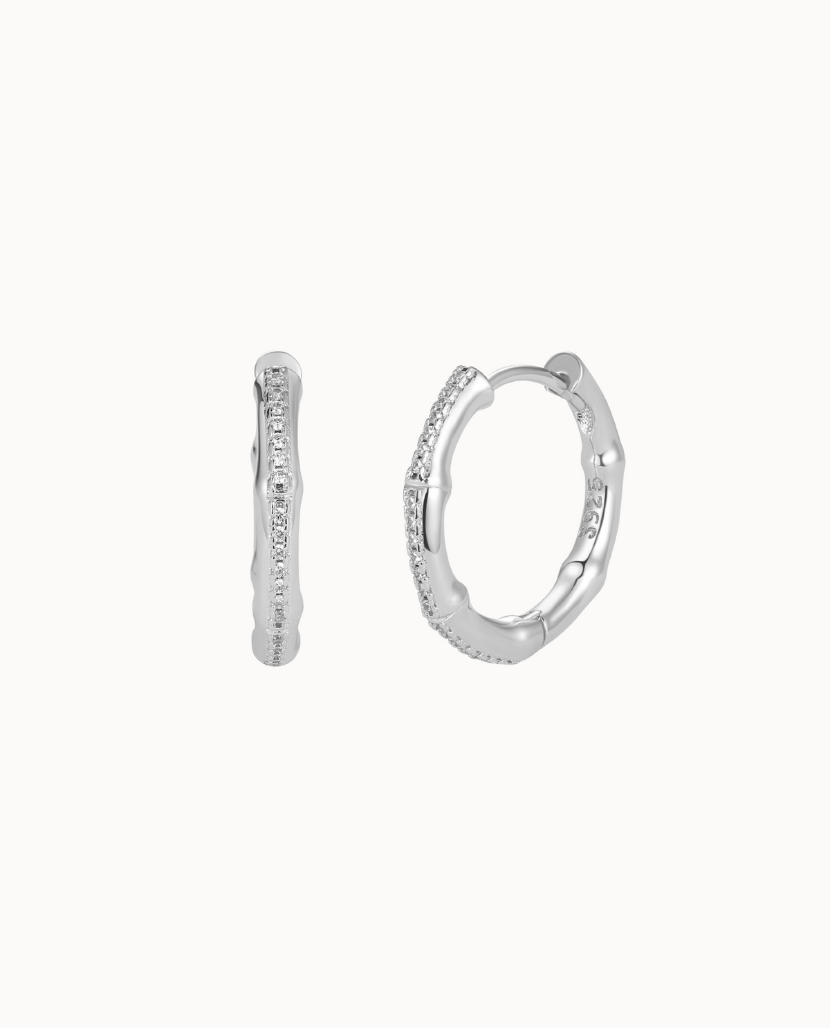 Bao Earrings in 925 sterling silver – hoops with cubic zirconia