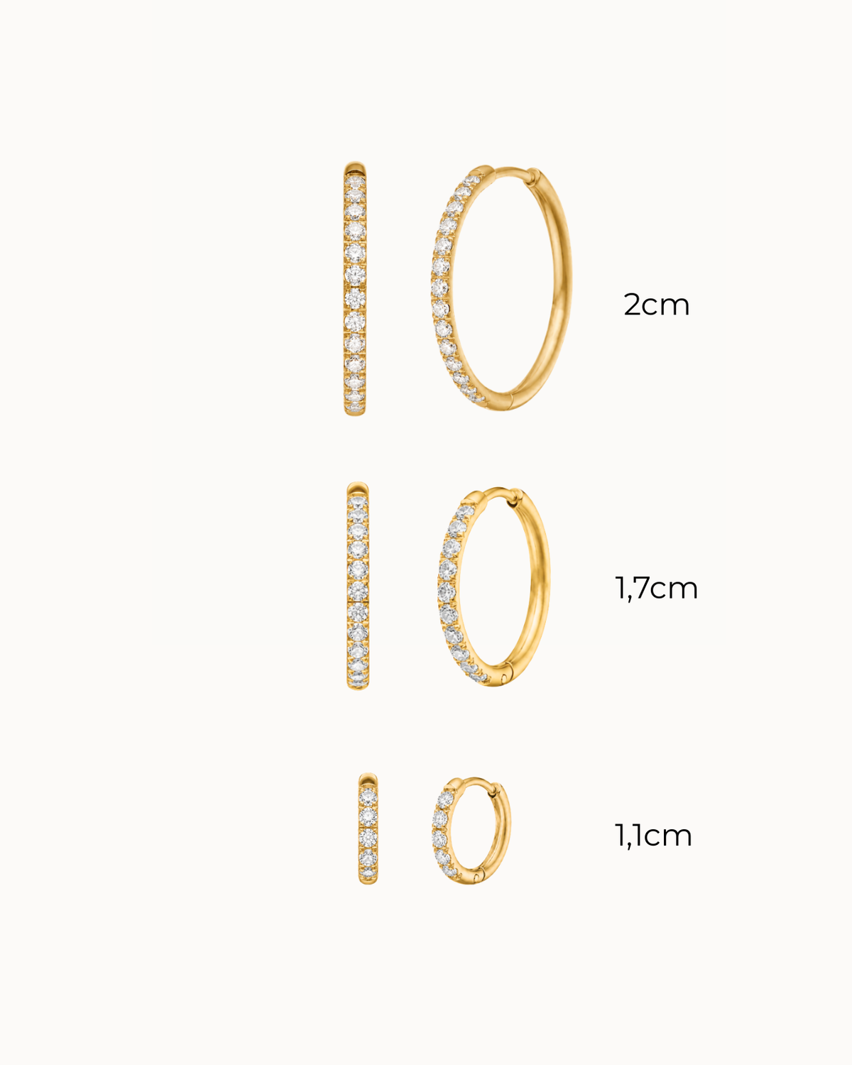 Belle stack set with gold-plated hoops in three sizes