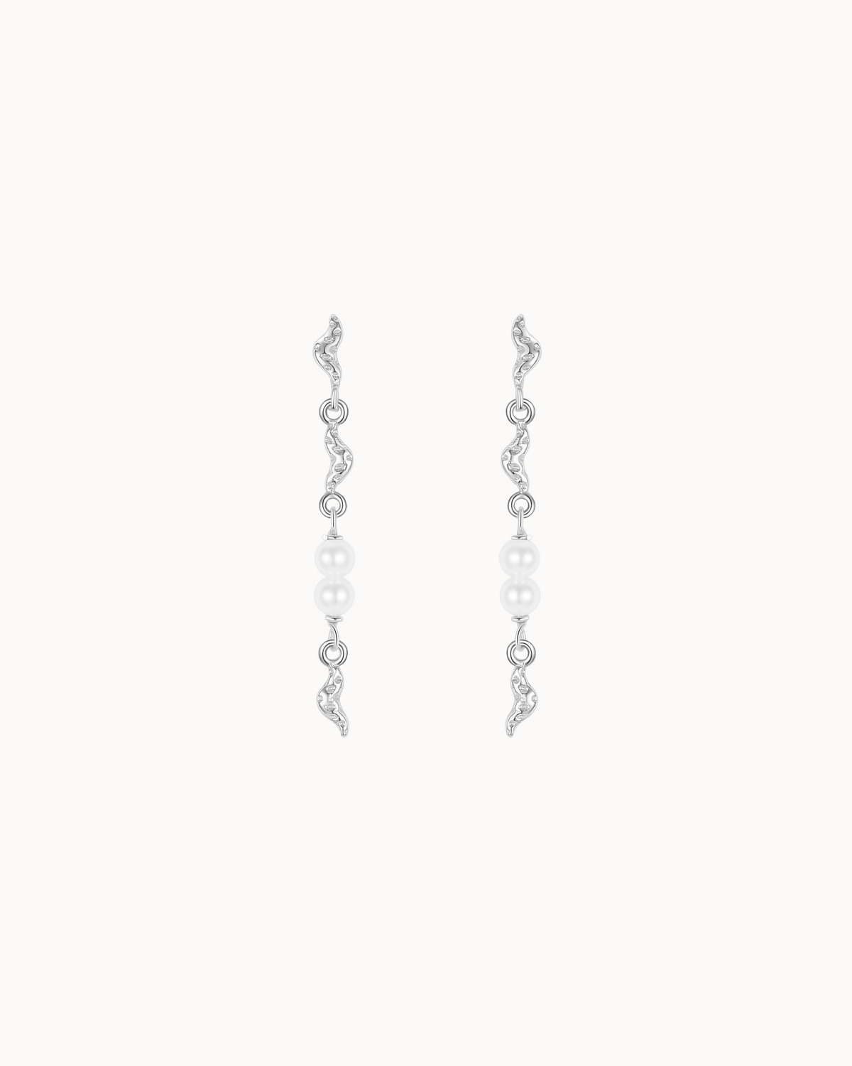 Blaine Earrings i 925 sterlingsølv med bølgende led og to fine perler
