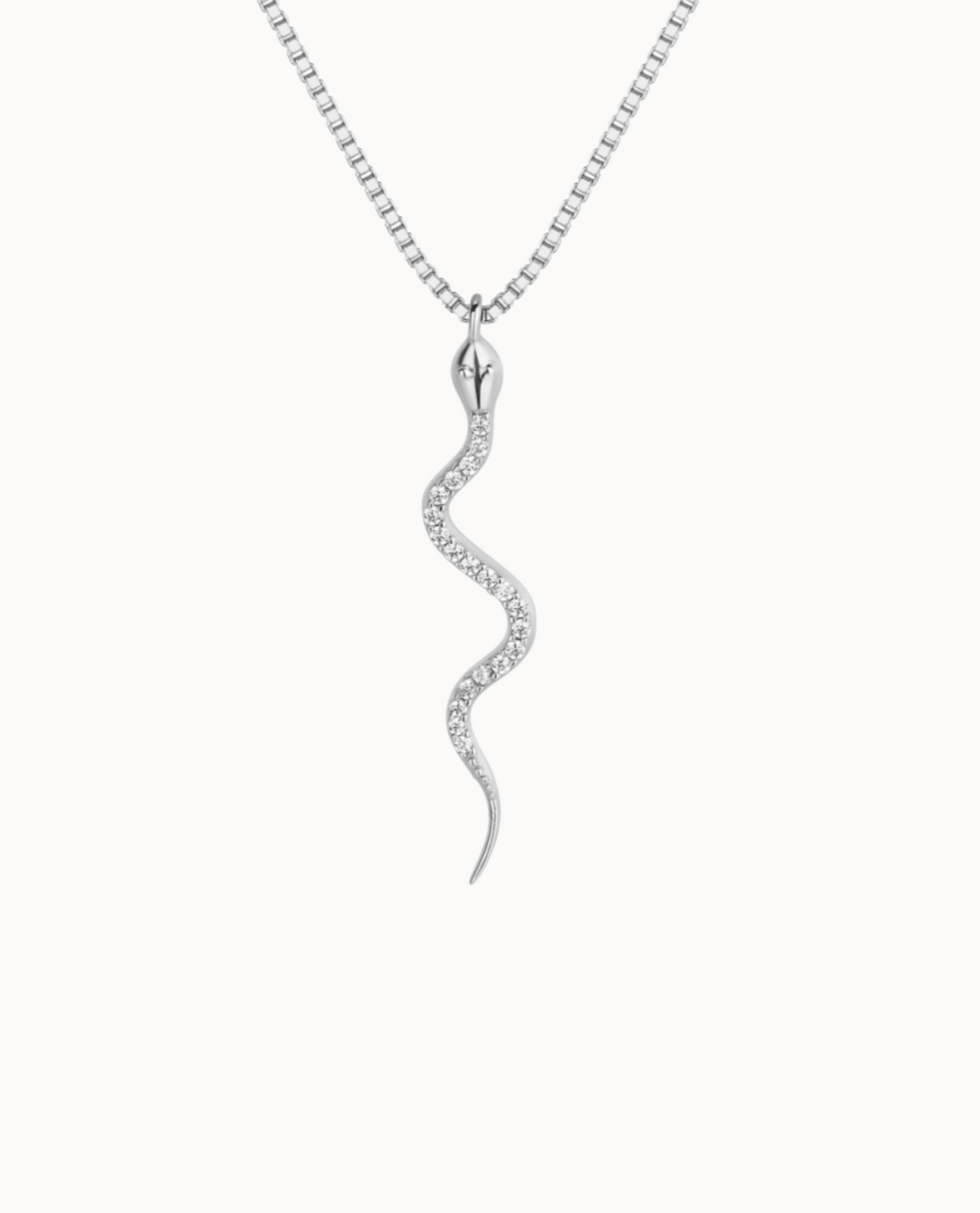 Boa Necklace in 925 sterling zilver met lange slangenhanger en heldere zirkonen