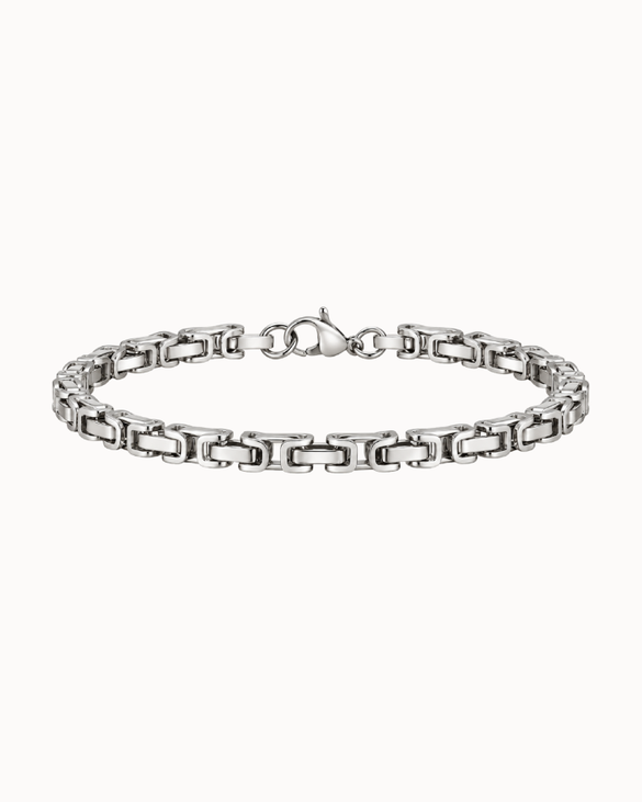 Carter silberfarbenes Kettenarmband für Herren aus wasserfestem Edelstahl mit geometrischen Gliedern