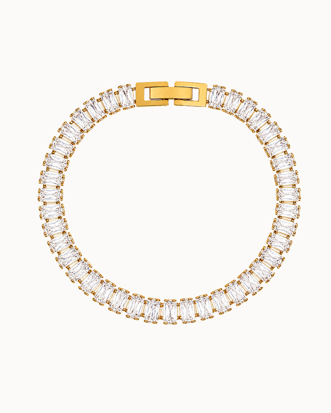 Celeste Bracelet – tennisarmbånd i 18K forgyldt stål med baguette-zirkoner
