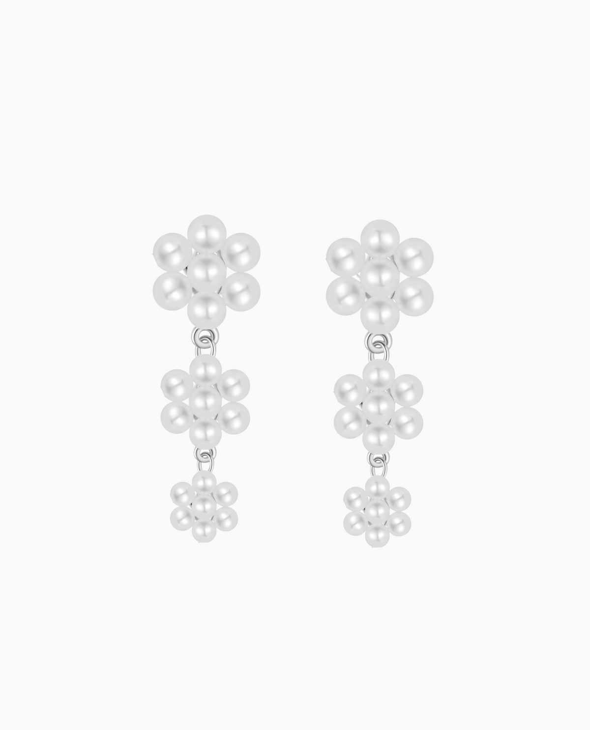 Dalia Earrings in 925 sterling silver with three flowers of shell pearls