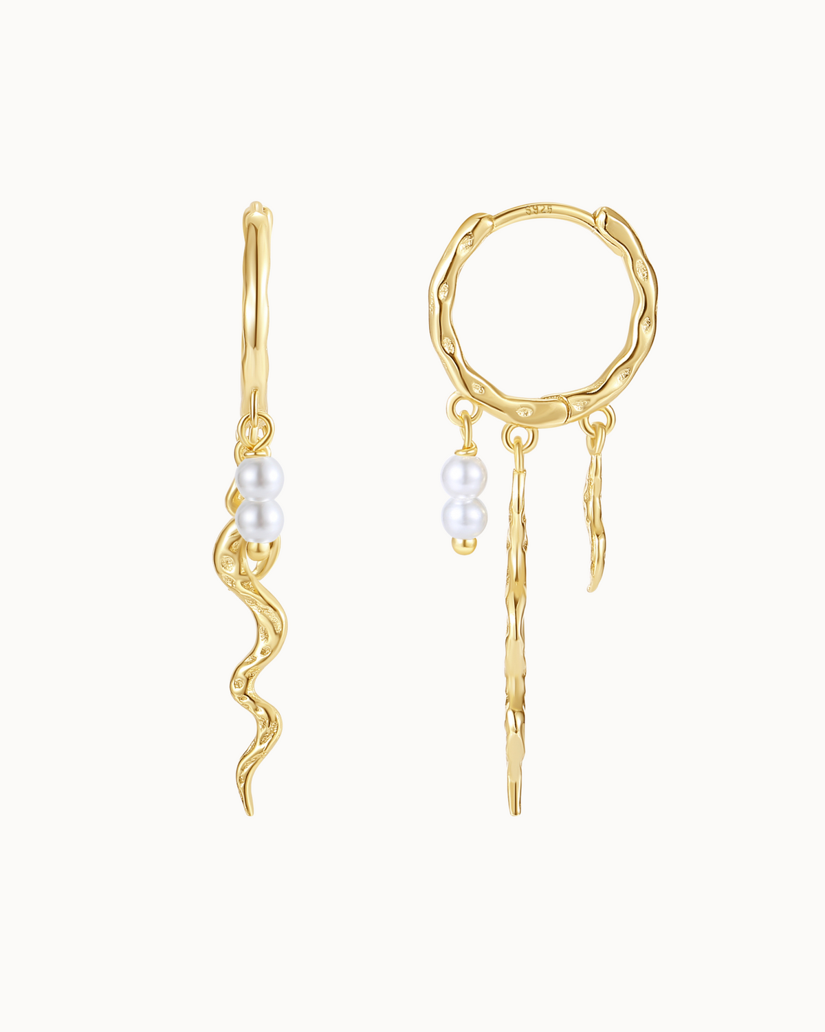 Gold-plated Delmar earrings with small pearls and fine pendants