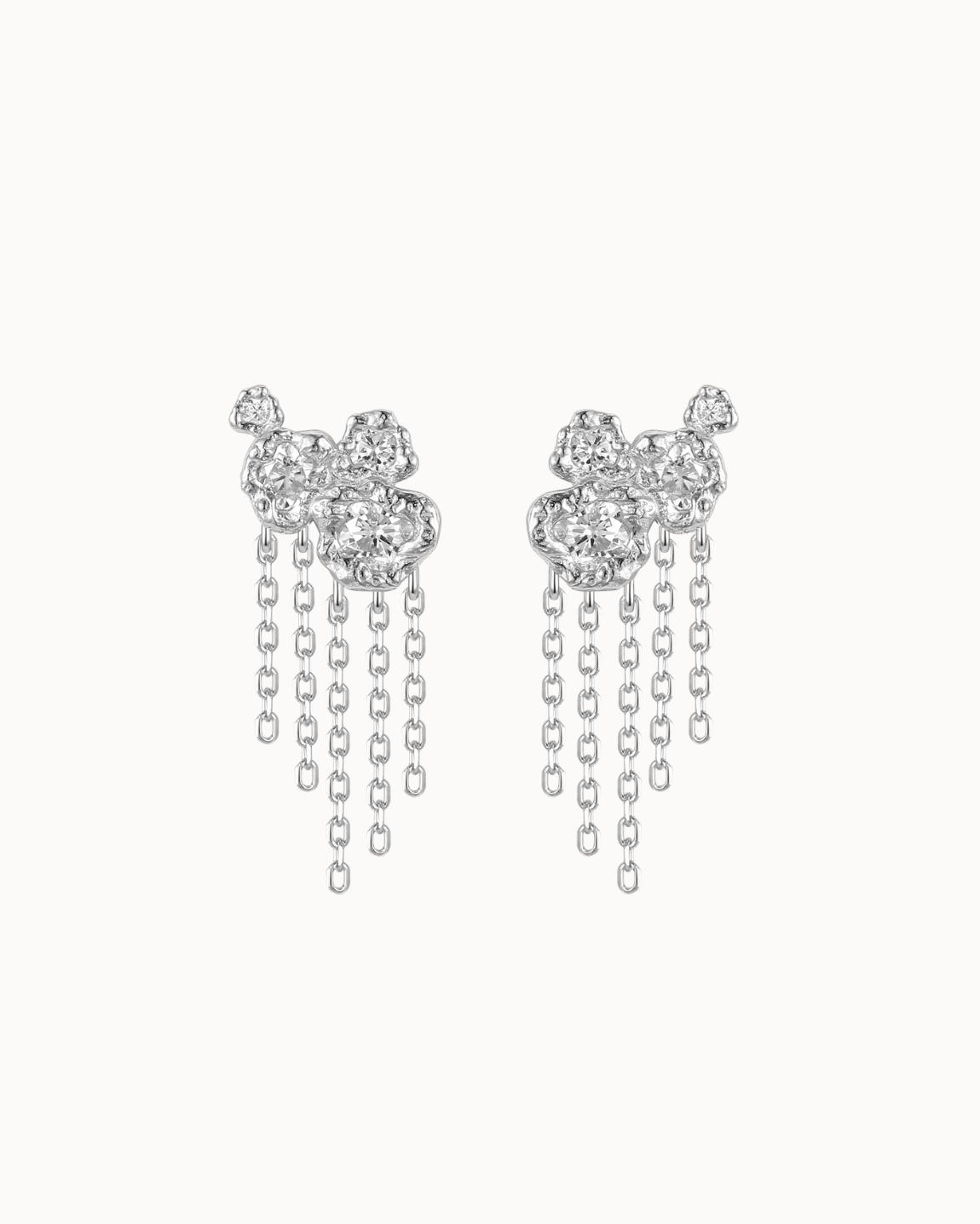 Dione Earrings – Ohrstecker aus 925er Sterlingsilber mit Zirkonen und feinen Ketten