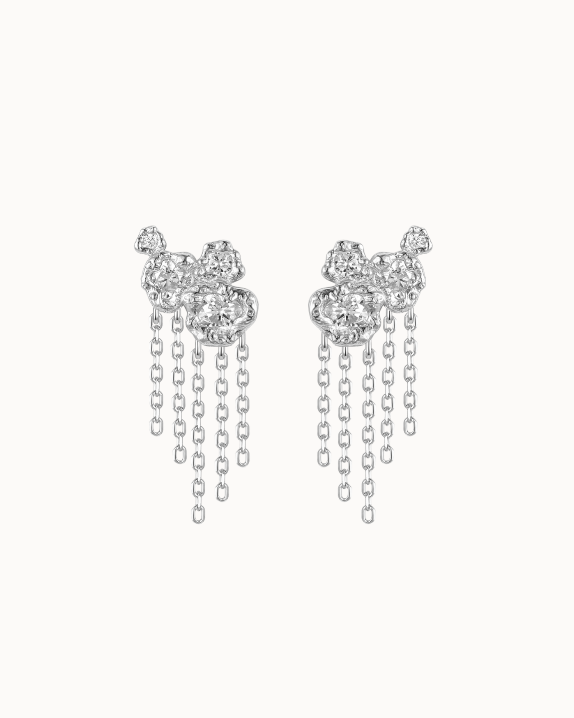 Dione Earrings – studs in 925 sterling silver with zirconia and fine chains