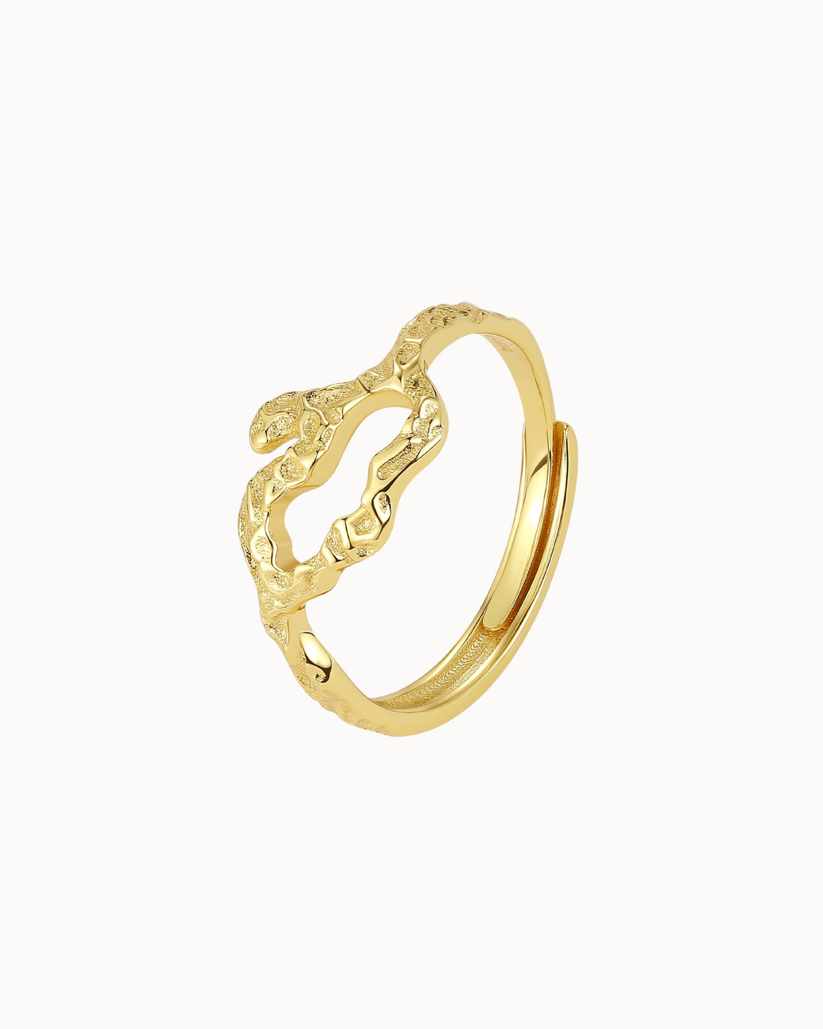 Doris Ring aus 18K vergoldetem Sterlingsilber – verstellbar, mit gehämmerter Oberfläche