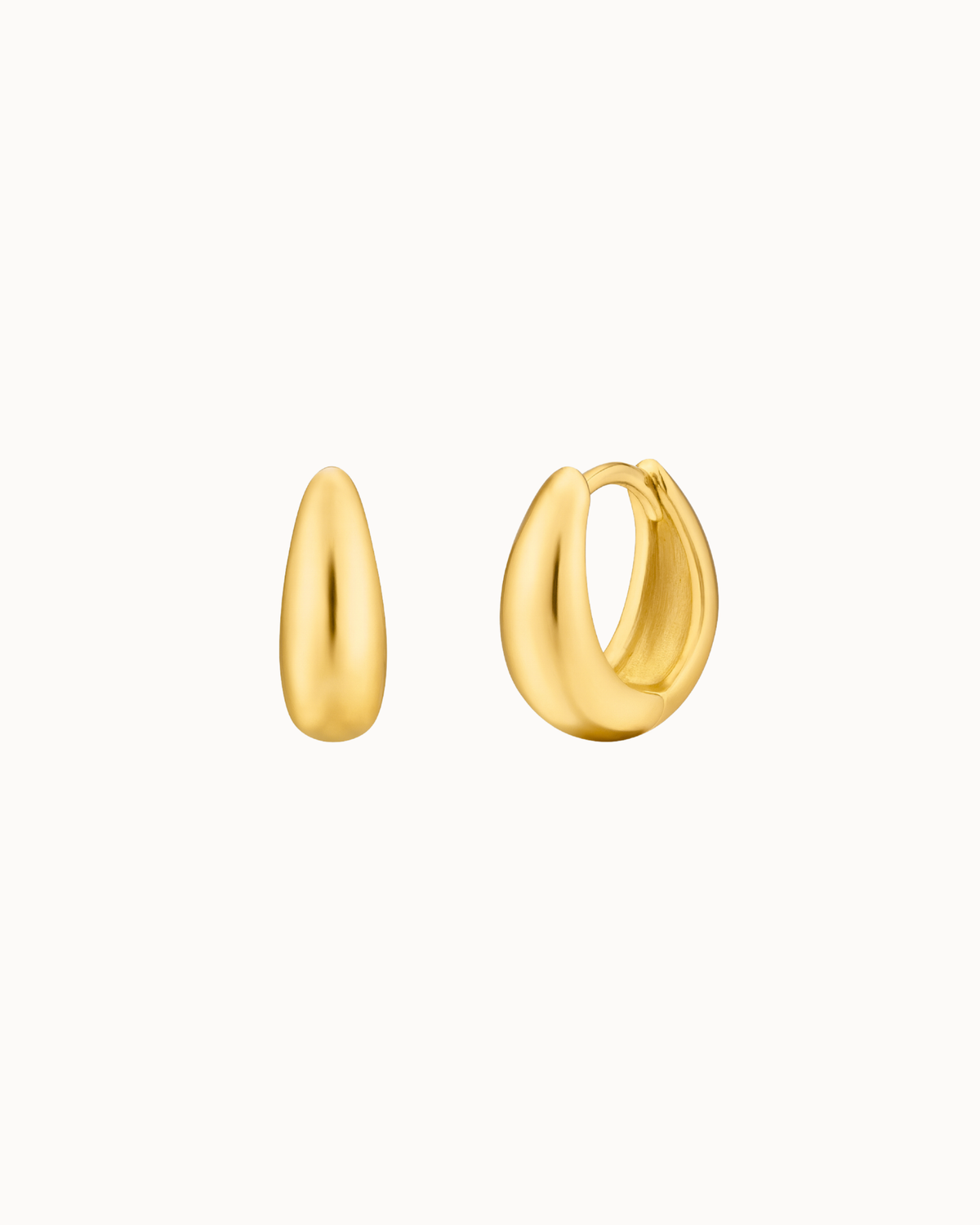 Ease S Ohrringe aus 18K vergoldetem Edelstahl mit weicher, runder Creolenform