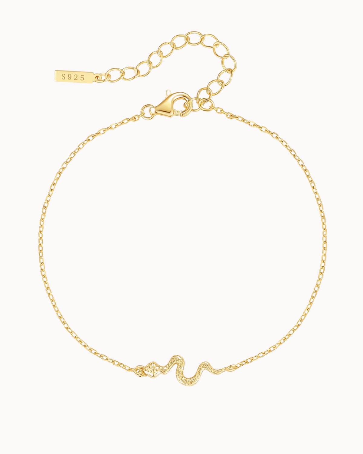 Elaphe Armband aus 18K vergoldetem Sterlingsilber mit feiner Kette und kleinem Schlangenanhänger