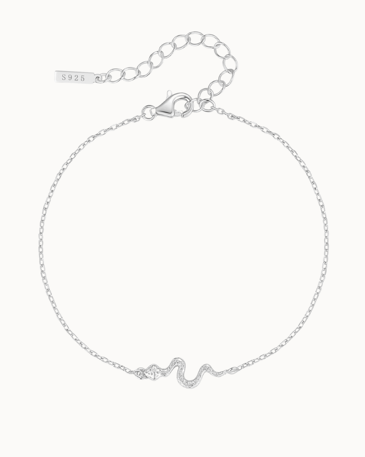 Elaphe Armband aus 925er Sterlingsilber mit feiner Kette und kleinem Schlangenanhänger