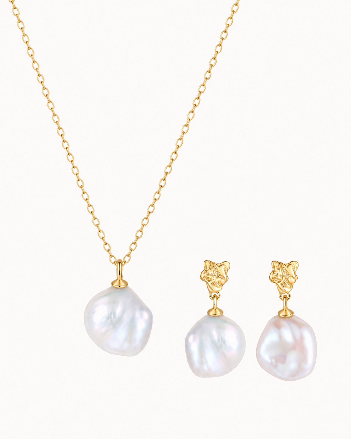 Endri & Nimue Gift Set mit Halskette und Ohrringen aus vergoldetem 925er Sterlingsilber mit echten Süßwasserperlen