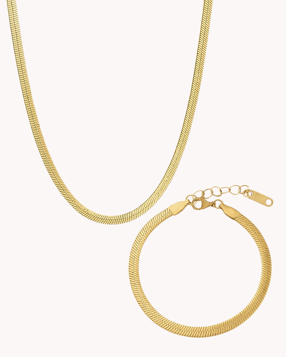 Flat Snake Gift Set med halskæde og armbånd i forgyldt rustfrit stål