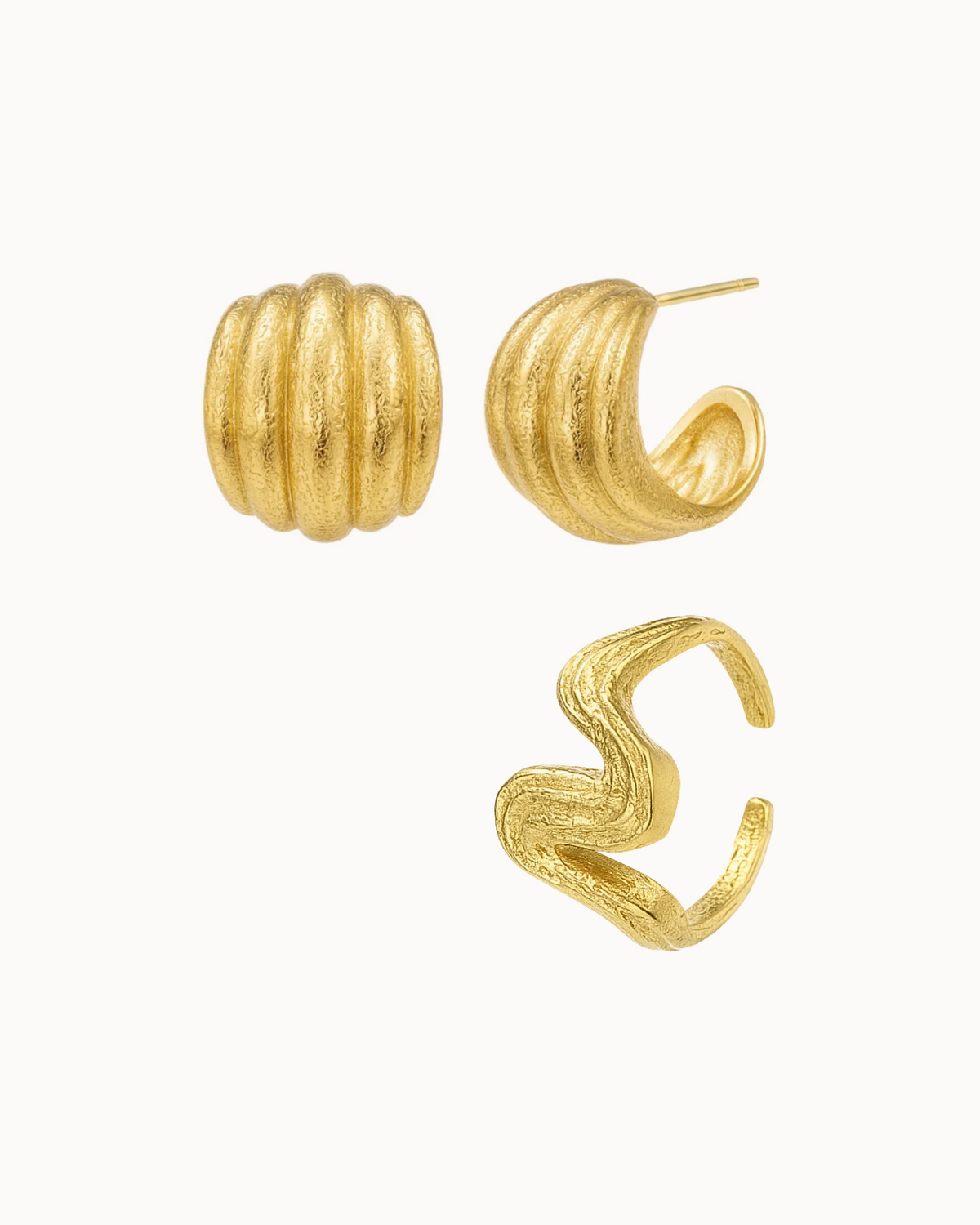 Coil & Current Gift Set i forgyldt rustfrit stål – øreringe og ring