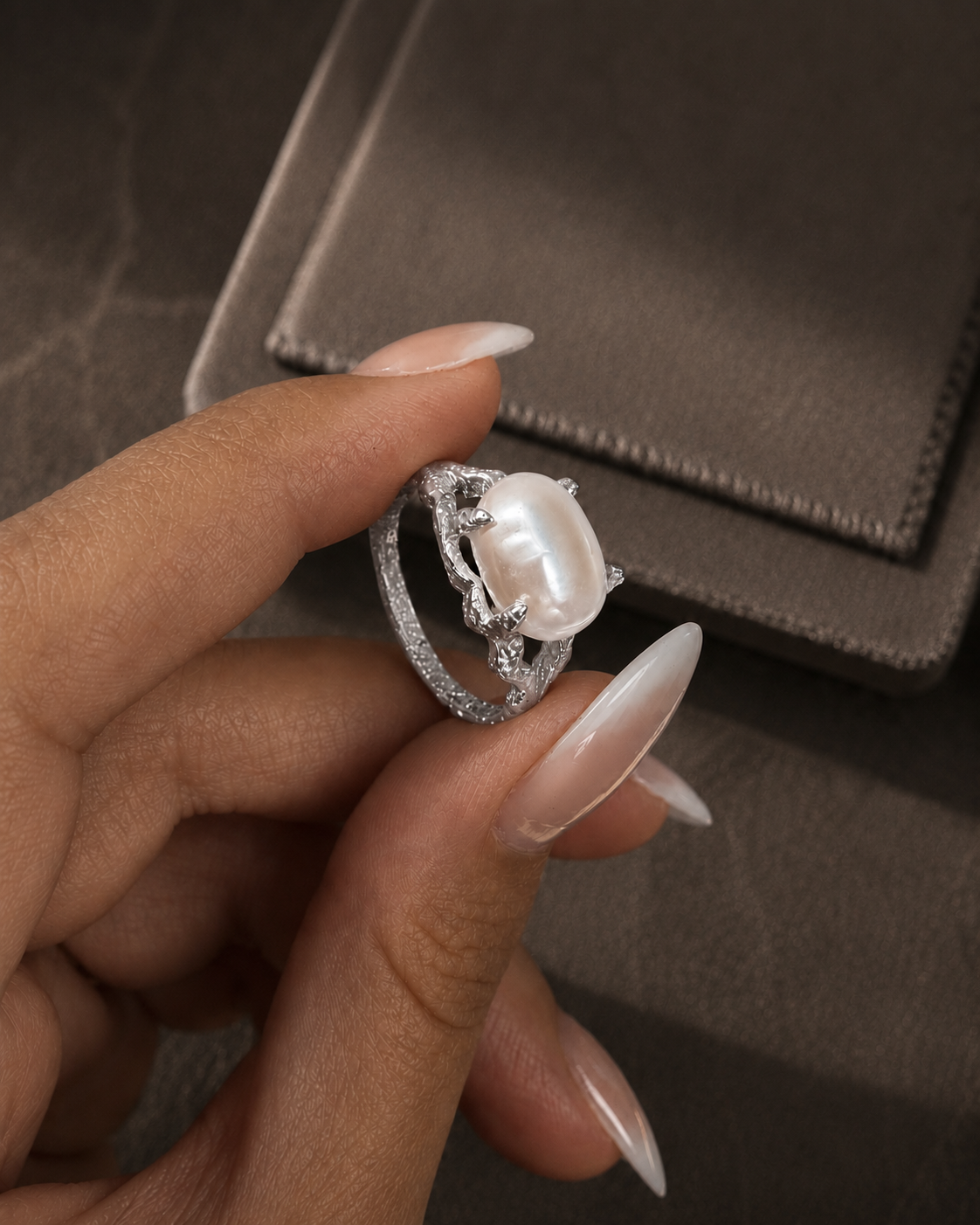 Hissandra ring van 925 sterling zilver – grote barokke zoetwaterparel
