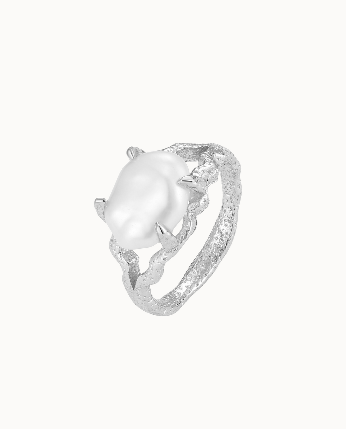Hissandra ring in 925 sterling zilver met grote barokke zoetwaterparel