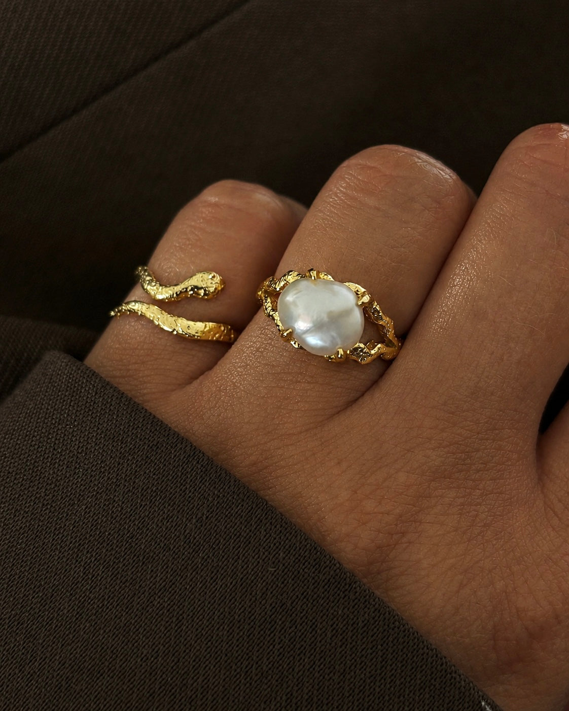 Hissandra und Taipan Ringe aus 18K vergoldetem 925er Sterlingsilber