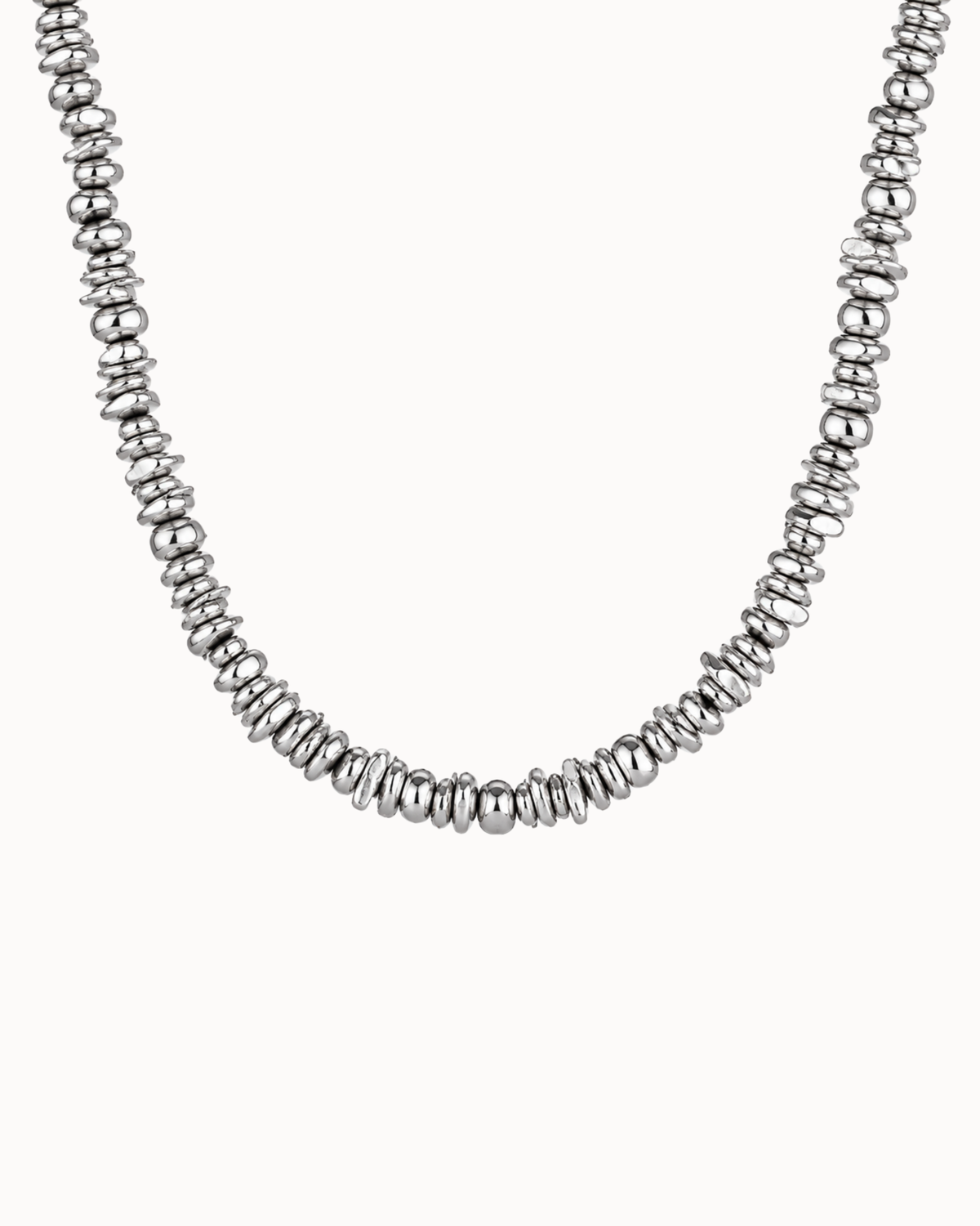 Jax men's necklace with organic silver-coloured details in varying shapes