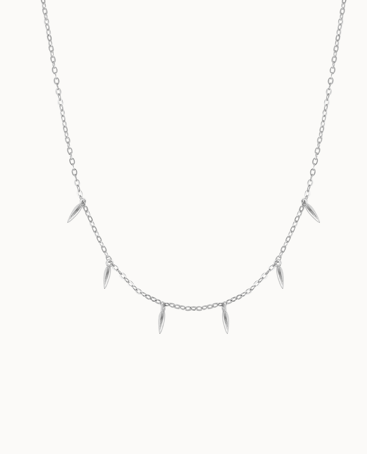 Jia Necklace i 925 sterlingsølv med små bambusblader som anheng