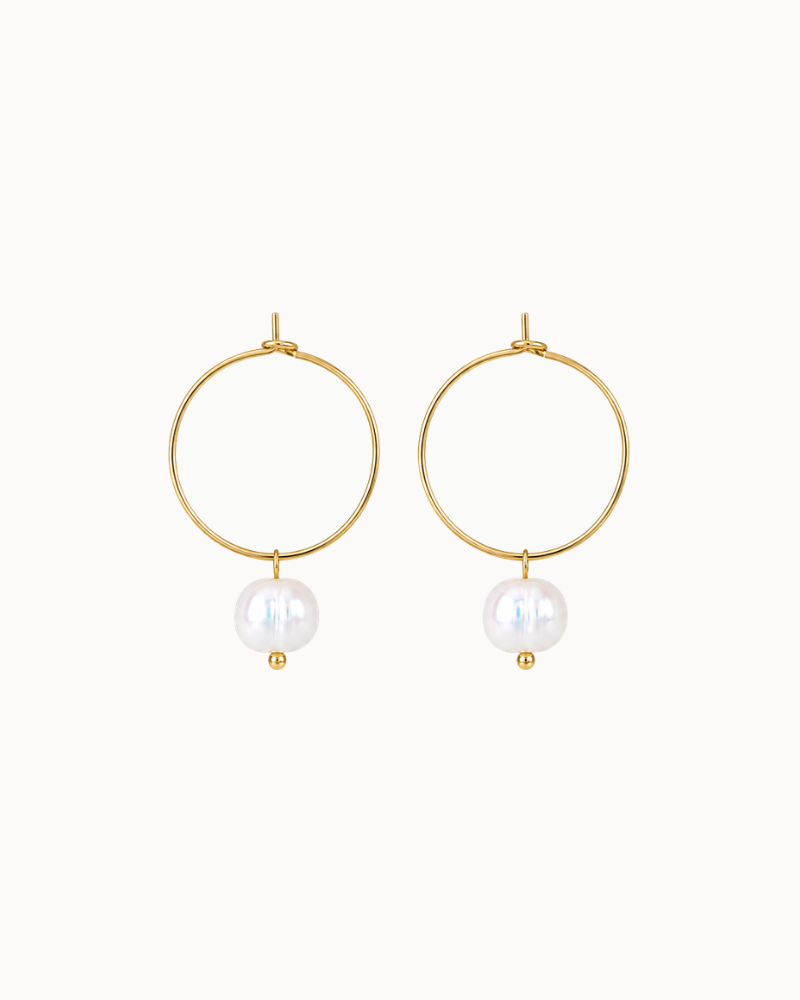 Juliette hoops in 18K gold-plated 925 sterling silver with freshwater pearl