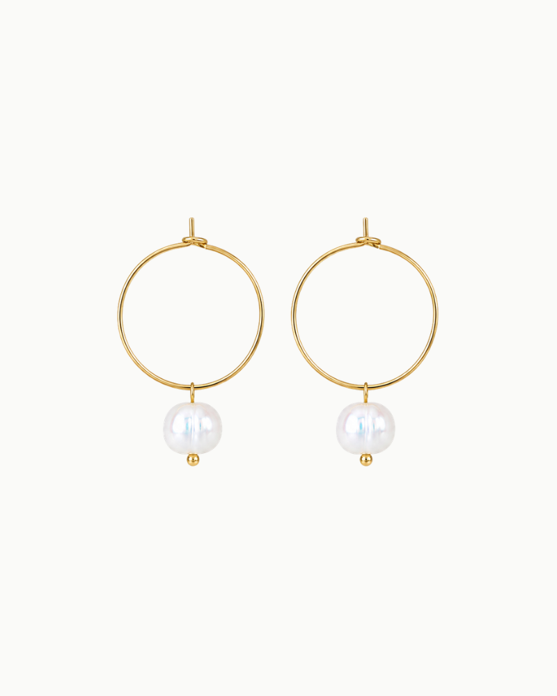 Juliette hoops i 18K forgyldt sterlingsølv med ferskvandsperle