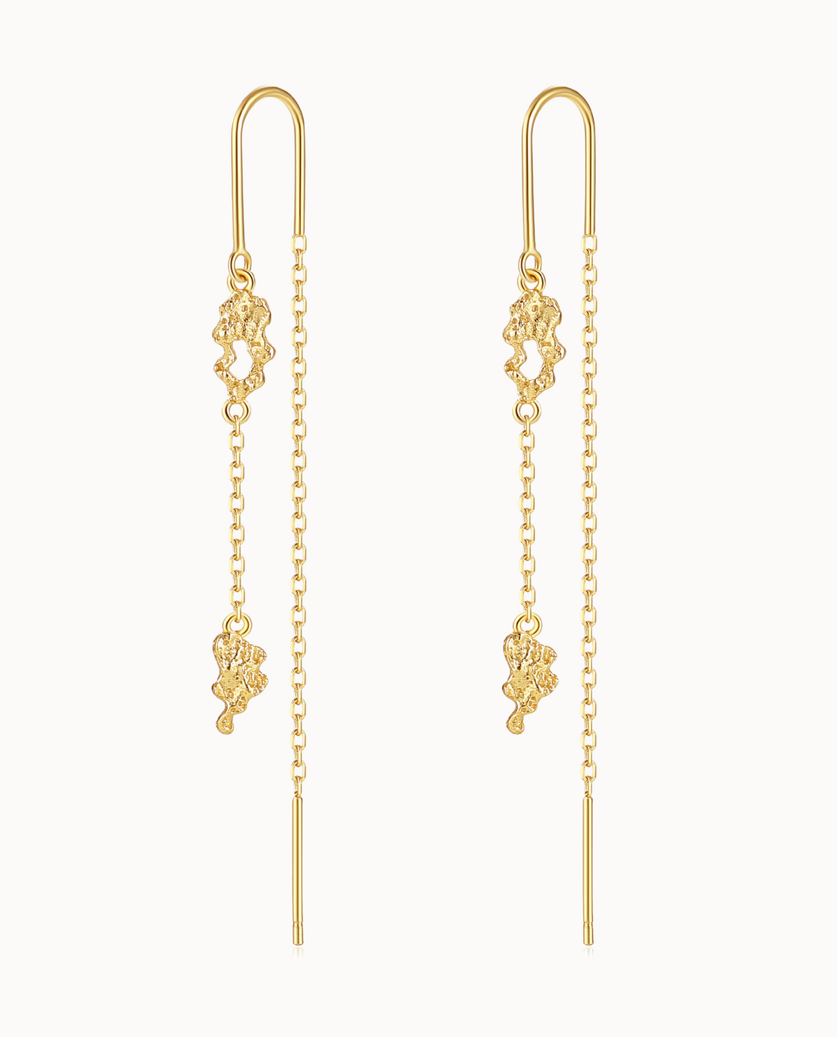 Kaliya earrings in 18K gold-plated sterling silver with two textured pendants