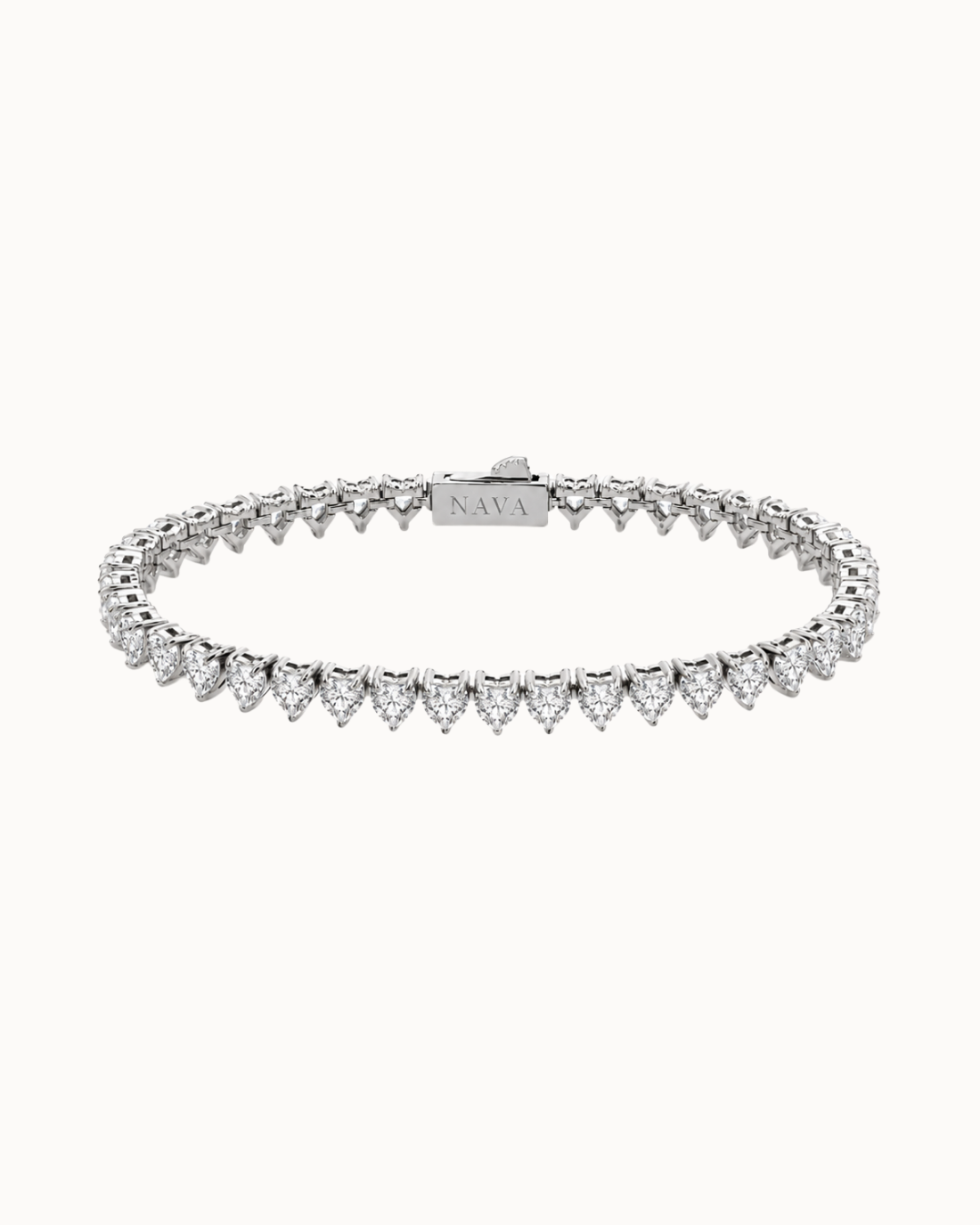 Lova tennis bracelet 4 mm in waterproof silver-plated steel with heart-shaped stones
