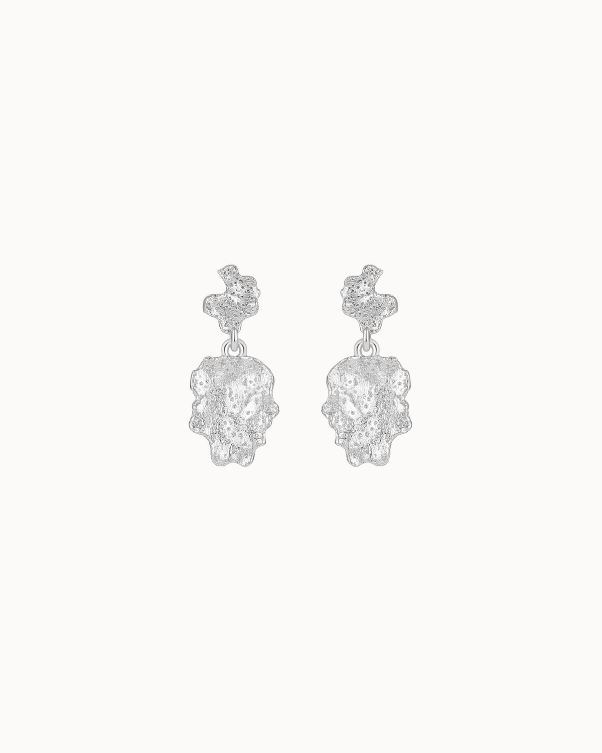 Manasa earrings in 925 sterling silver with organic design and beautiful texture