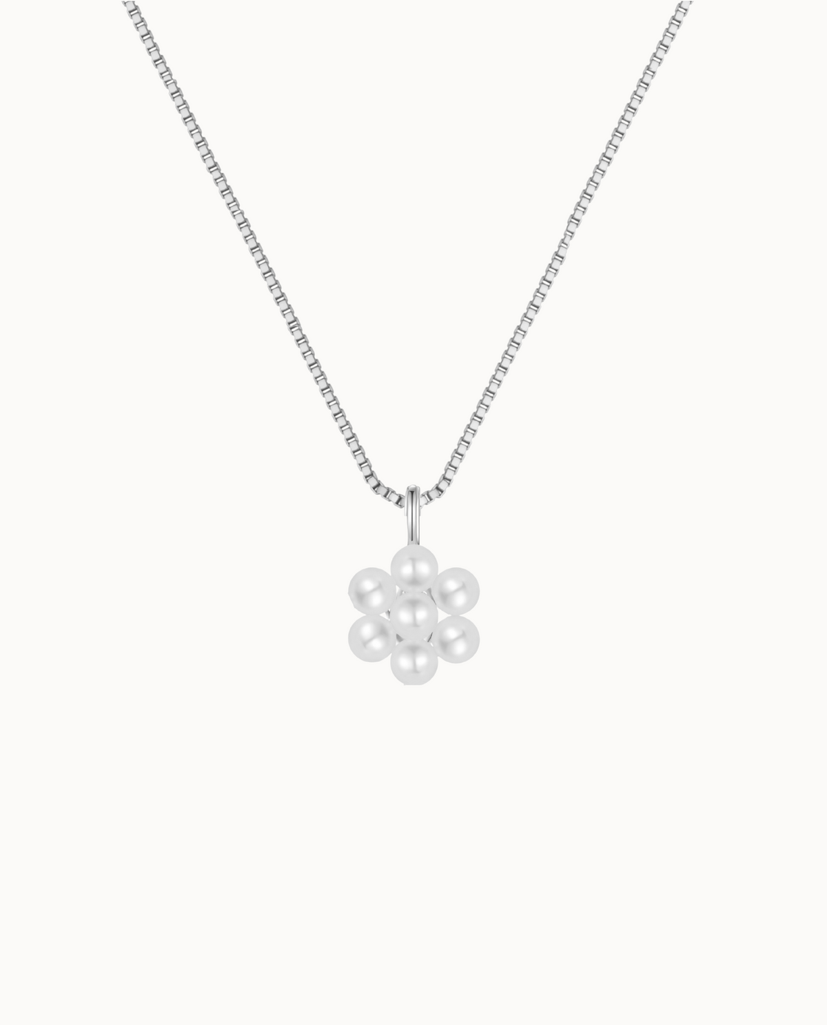 Meadow Necklace i 925 sterlingsølv med blomstvedhæng af skalperler