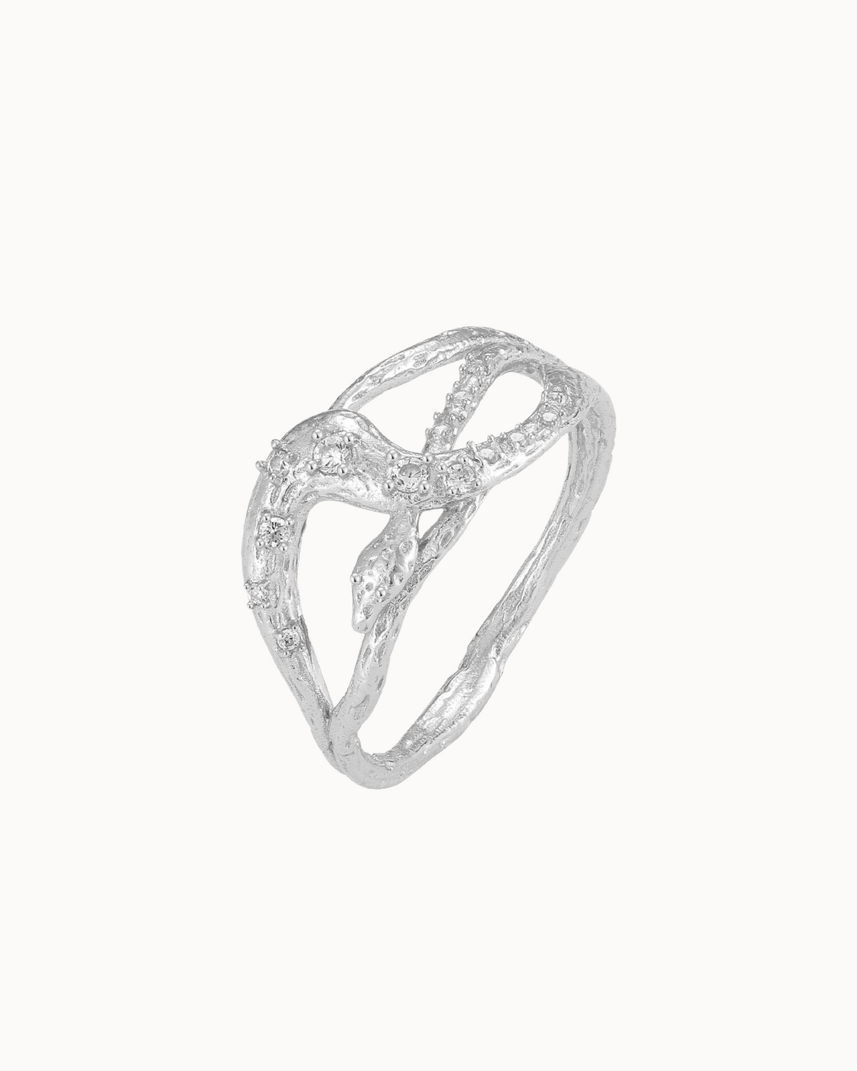 Medusa Ring aus 925er Sterlingsilber mit Schlangenform und kubischen Zirkonen