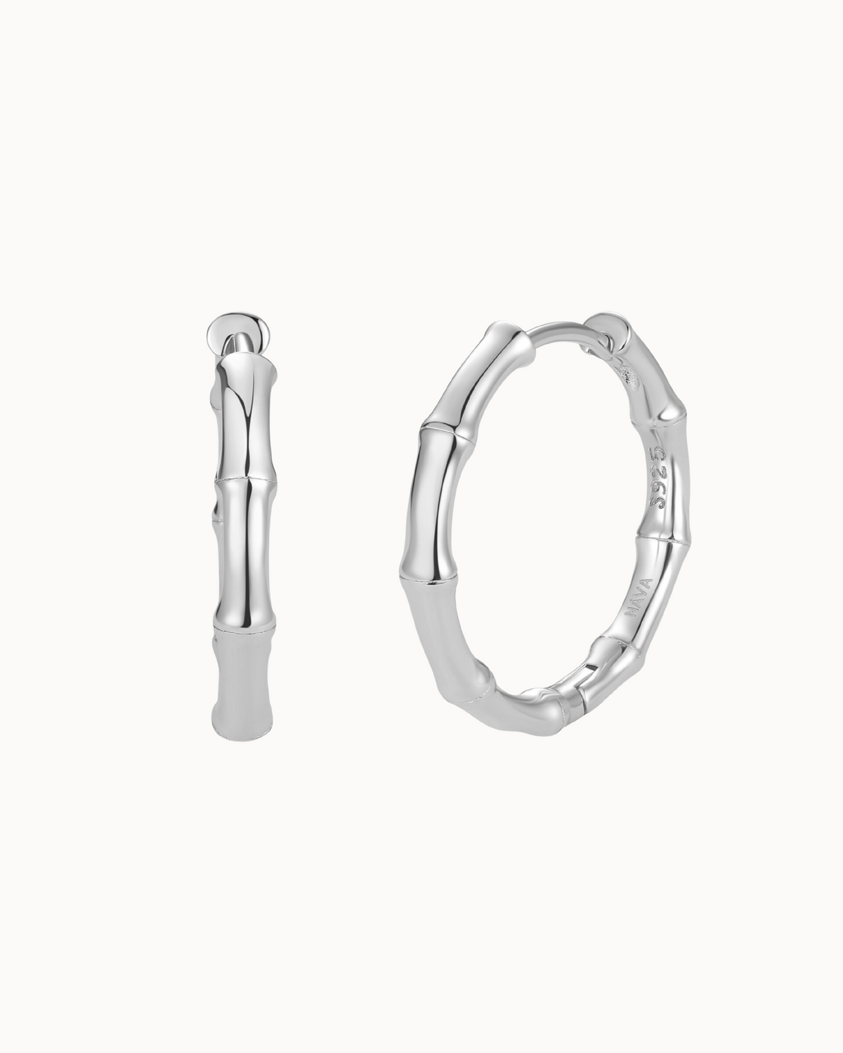 Mei Earrings L i 925 sterlingsølv – store creoler inspirert av bambus