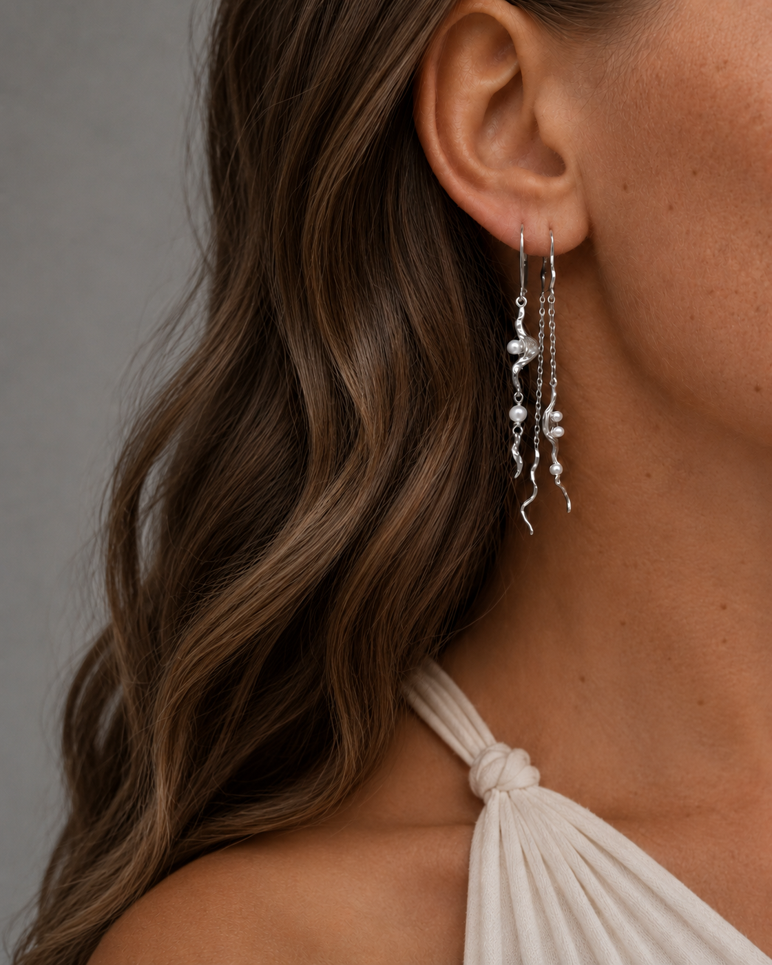 Melody og Velora Earrings i 925 sterlingsølv stylet sammen