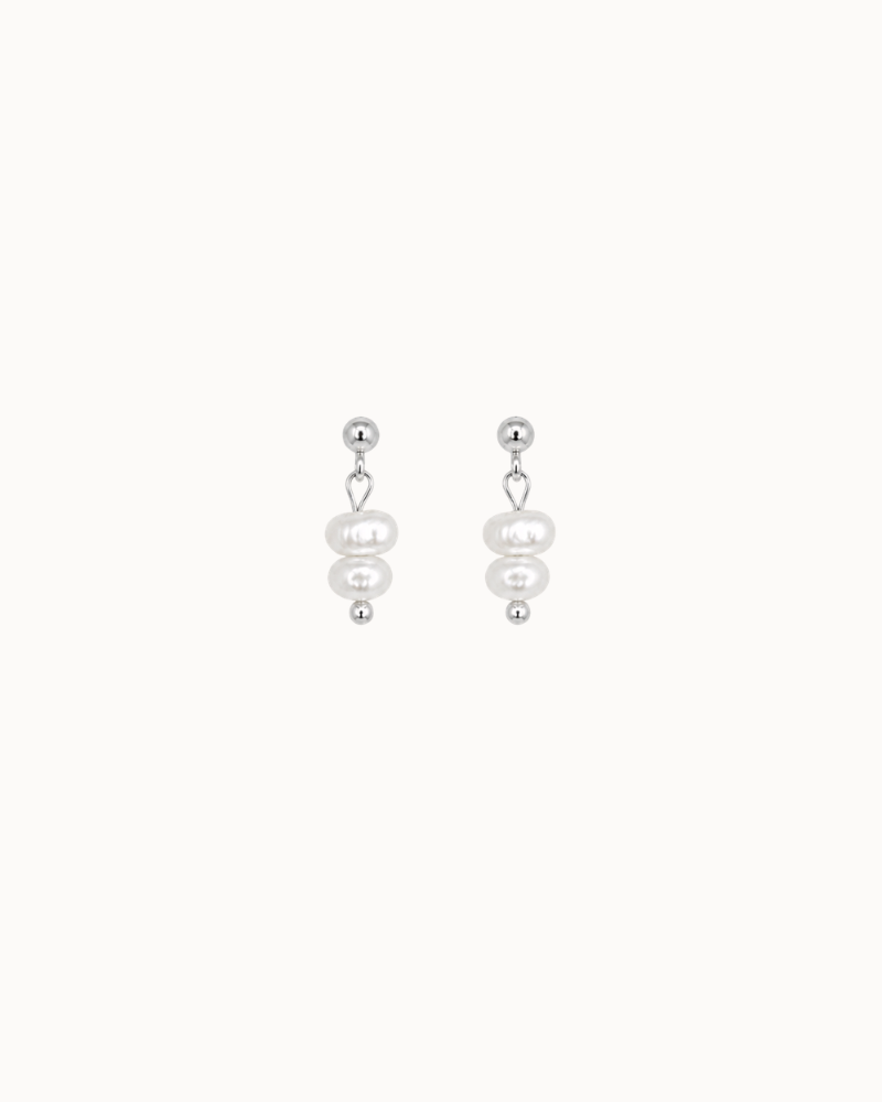 Millie earrings in 925 sterling silver with two freshwater pearls