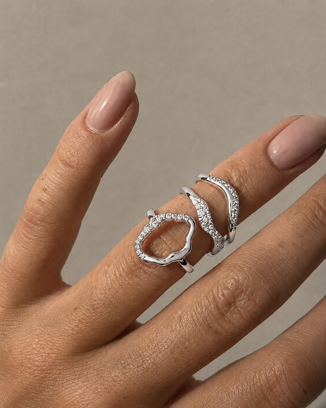 Nashira, Adhara und Alula Ringe aus 925er Sterlingsilber mit Zirkonen