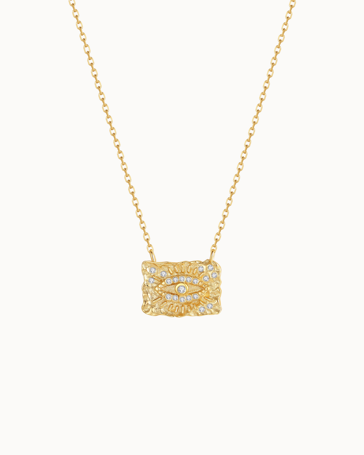 Nefertiti necklace in 18K gold-plated sterling silver with eye pendant and sparkling zirconia