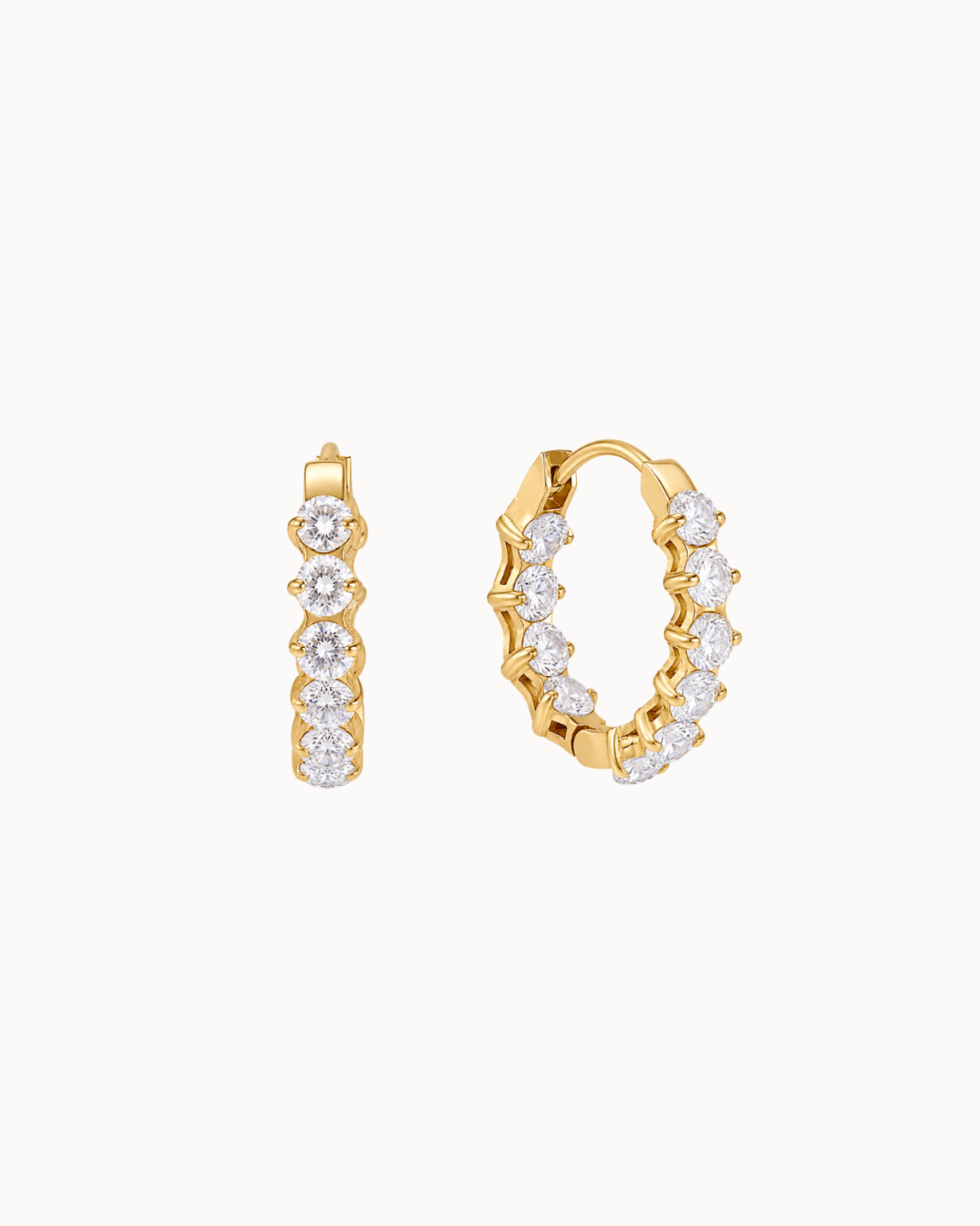 Nemi hoops in waterproof gold-plated stainless steel with zirconia all the way around
