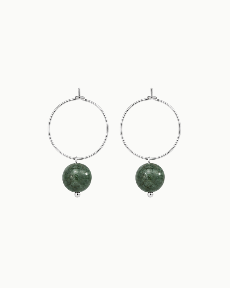 Noelle hoops i 925 sterlingsølv med grøn natursten