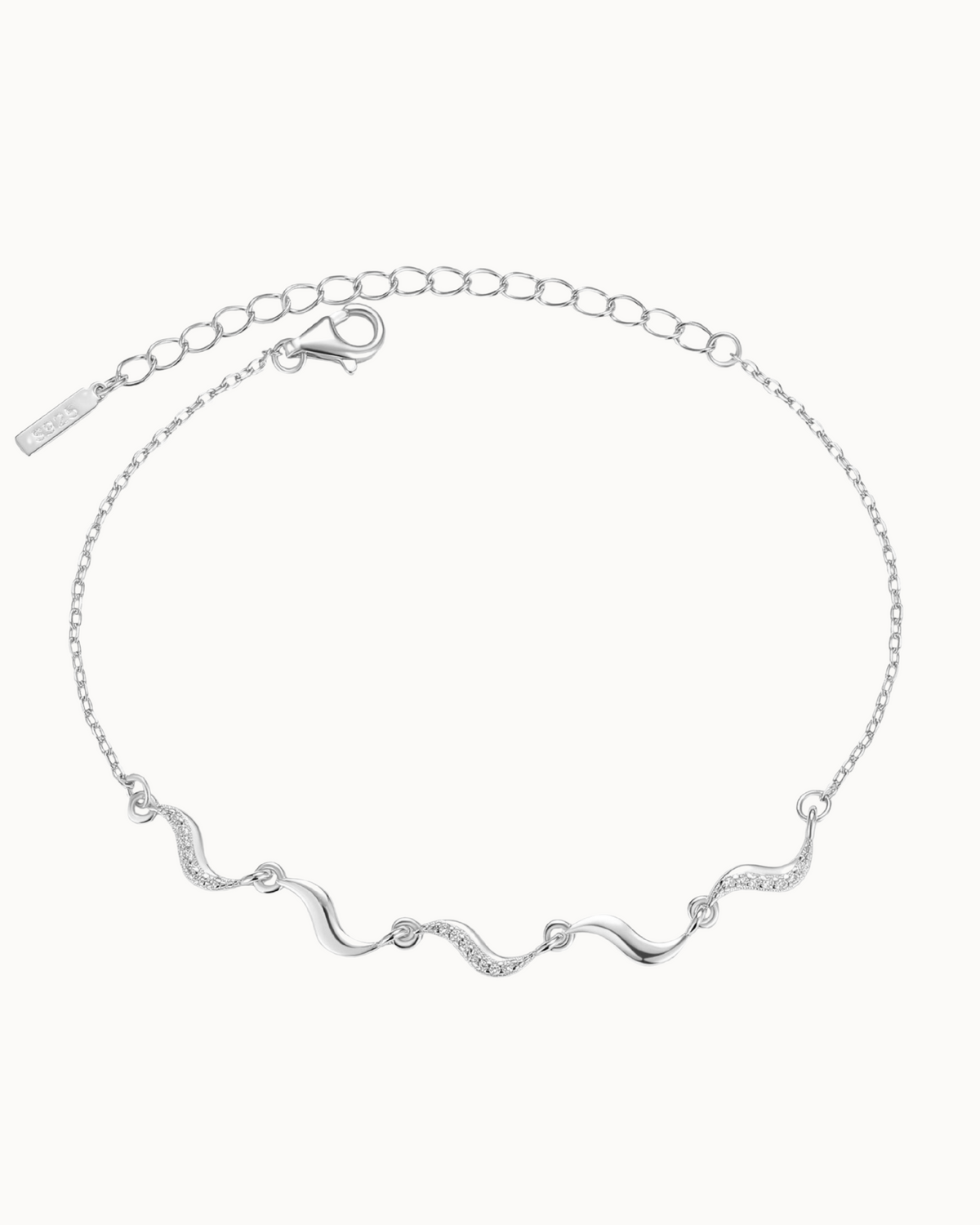Nova Bracelet aus 925er Sterlingsilber mit kleinen Anhängern und klaren Zirkonen