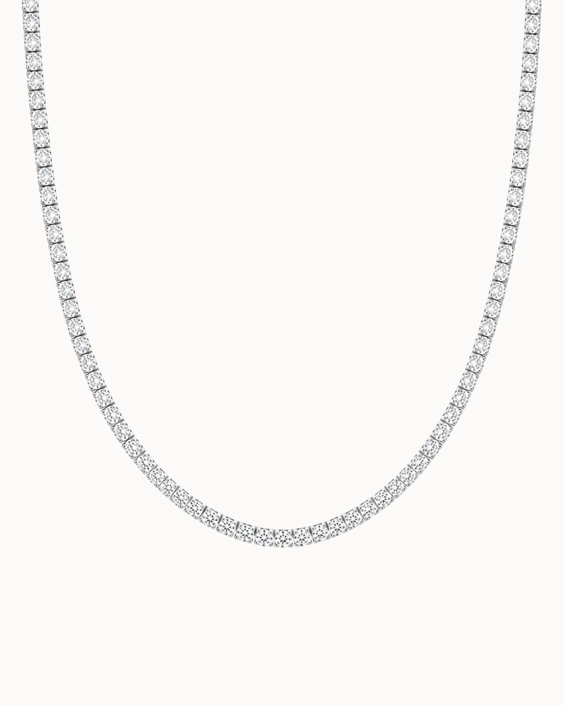 Oraya tennis necklace 2.5 mm in waterproof silver-plated stainless steel with clear zirconia