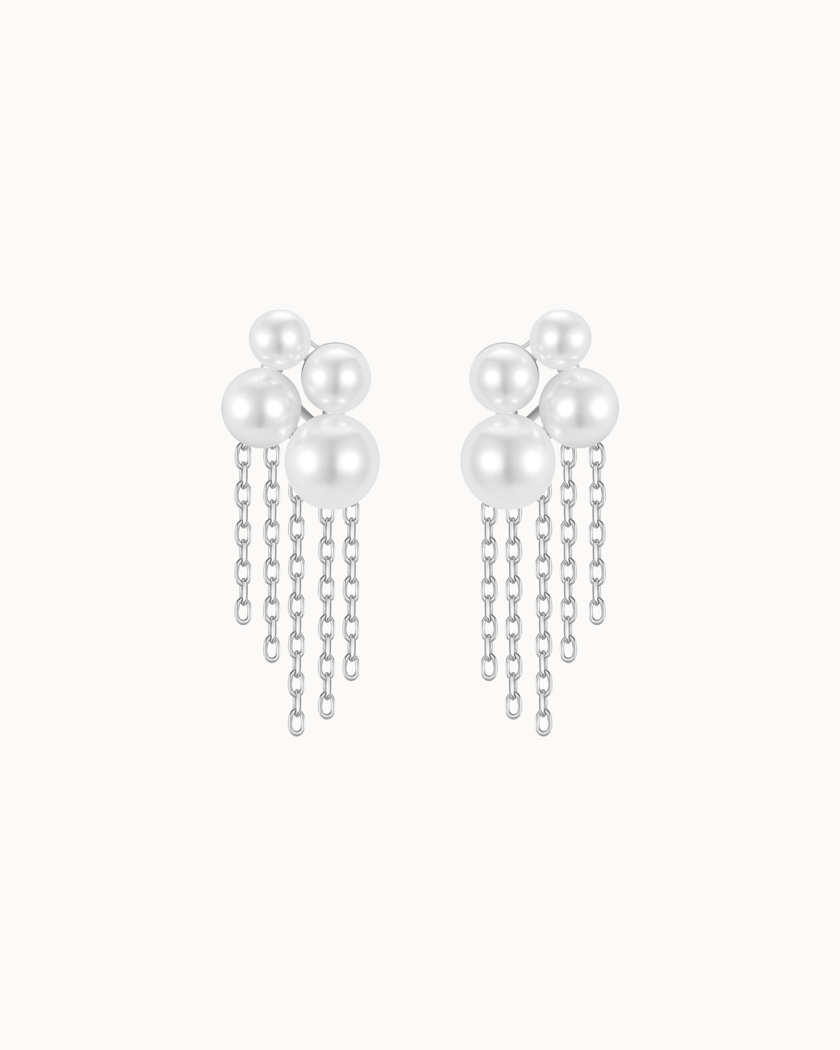 Pelagia Earrings in 925 sterling zilver met parelvormen en vijf fijne kettingen