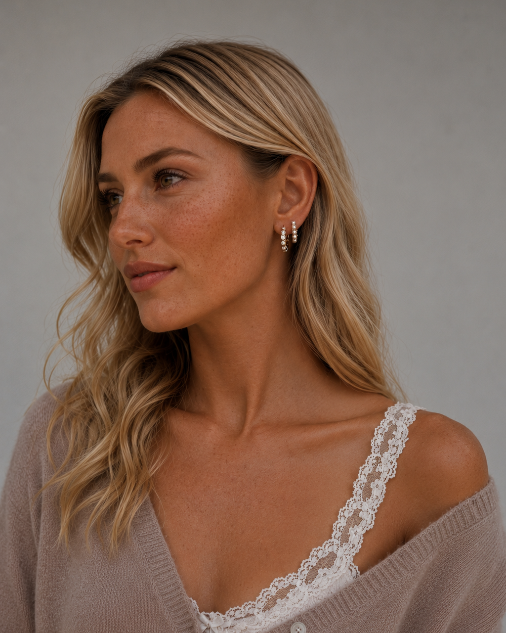 Penina Earrings – små forgyldte hoops med hvide perler