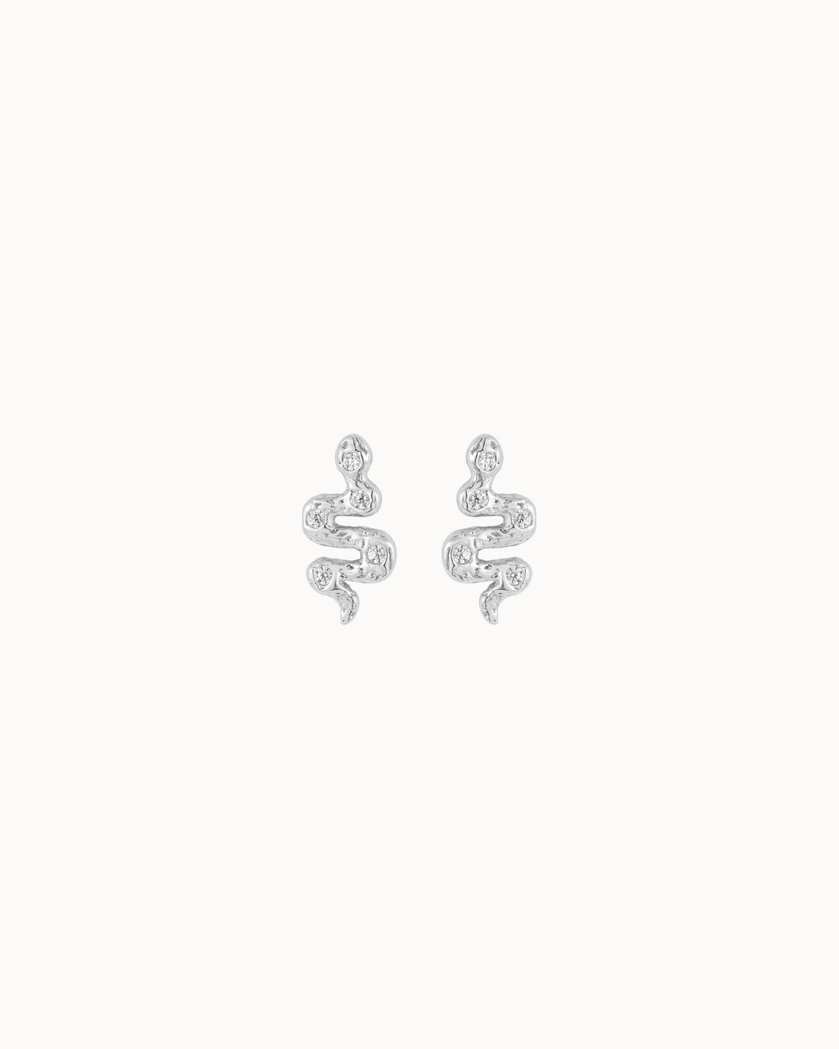 Python Petite Ohrstecker aus 925er Sterlingsilber mit Schlangenstruktur und kubischen Zirkonen