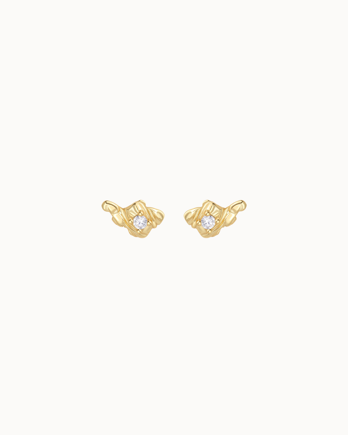 Rain Petite Studs in 18K gold-plated sterling silver with sparkling zirconia in the centre